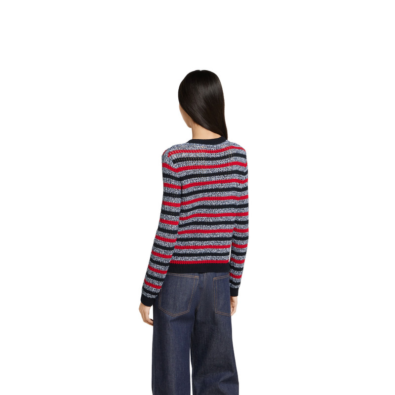 Striped cotton cardigan with intarsia 4