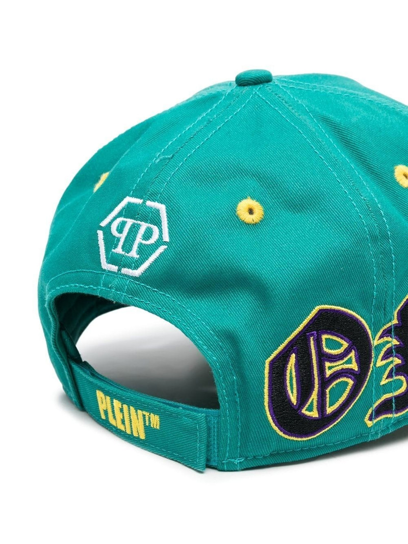 PHILIPP PLEIN Gothic logo-print distressed cap outlook