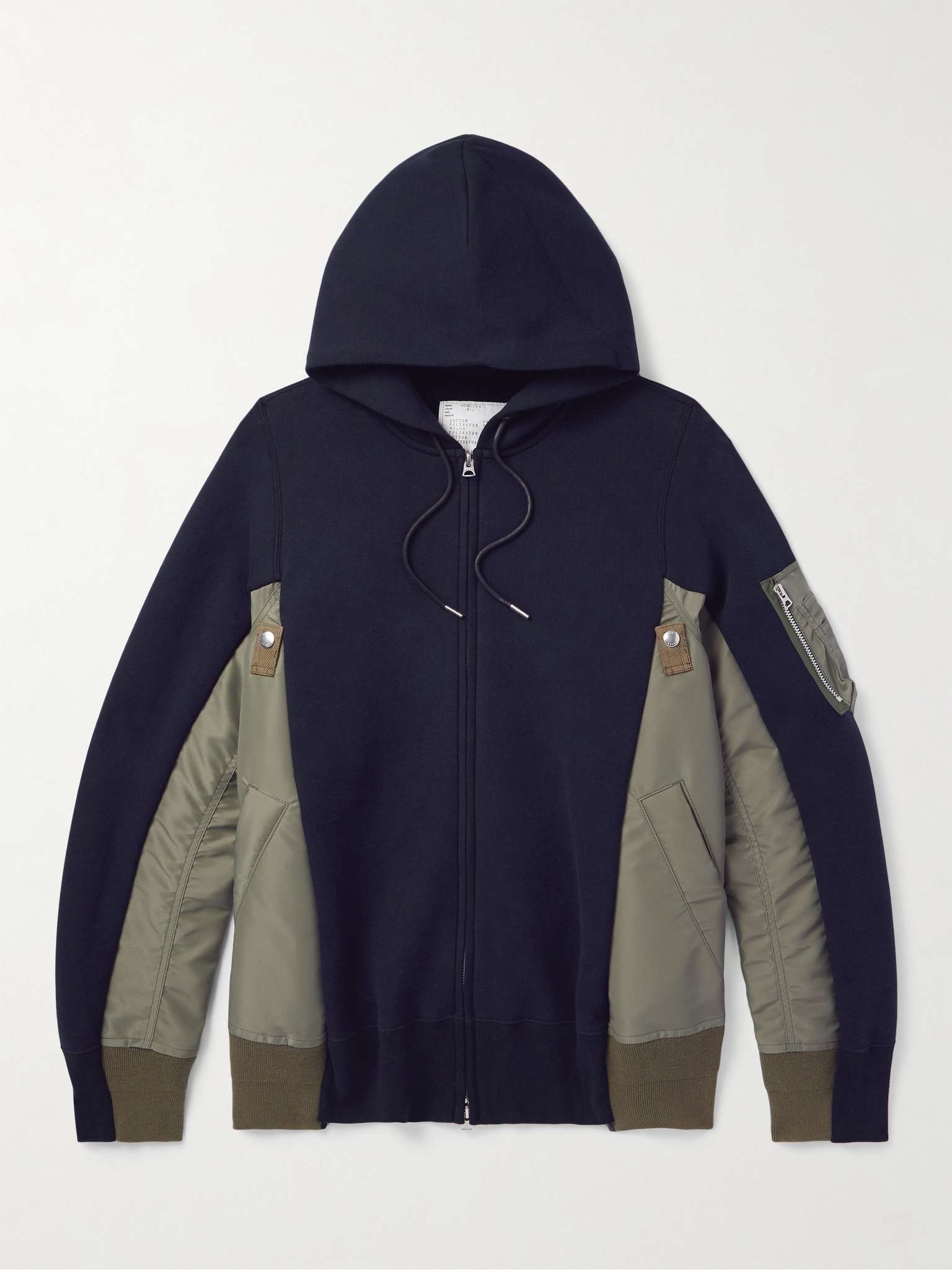 sacai MA 1 Nylon Trimmed Cotton Blend Jersey Zip Up Hoodie mrporter REVERSIBLE