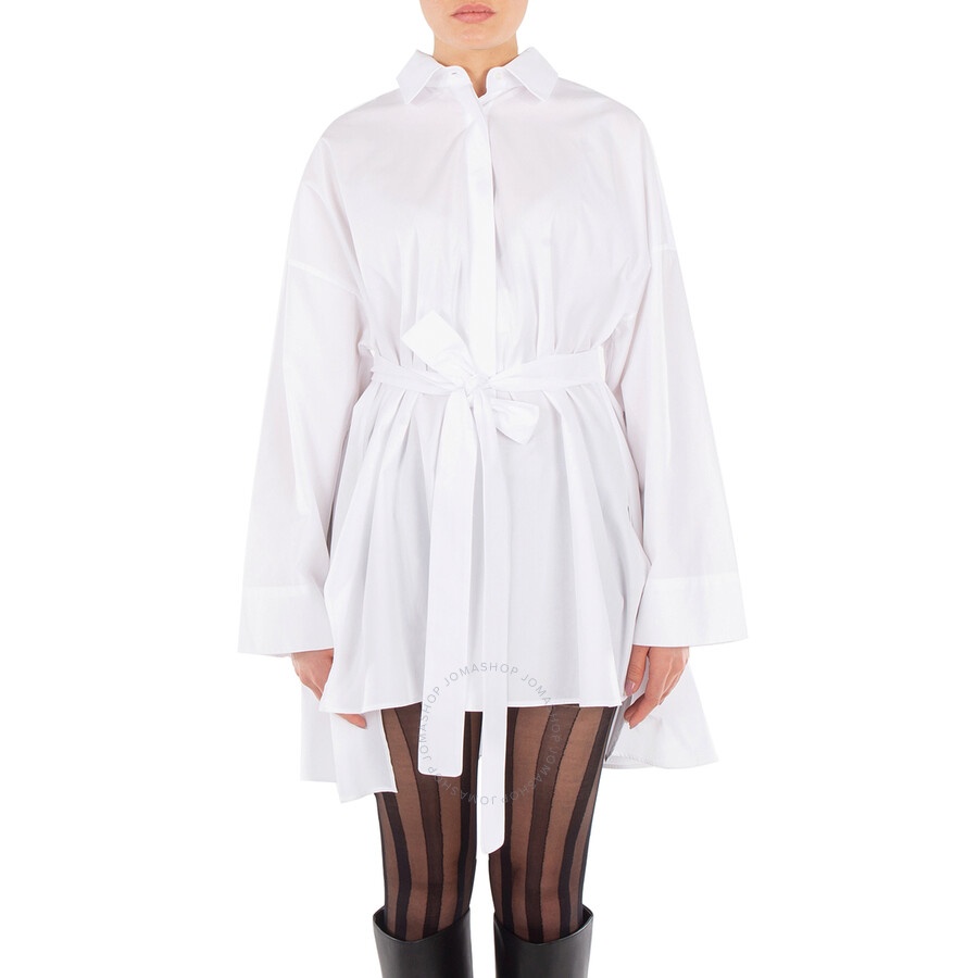 Max Mara Tea Cotton Poplin Belted Shirt - 2