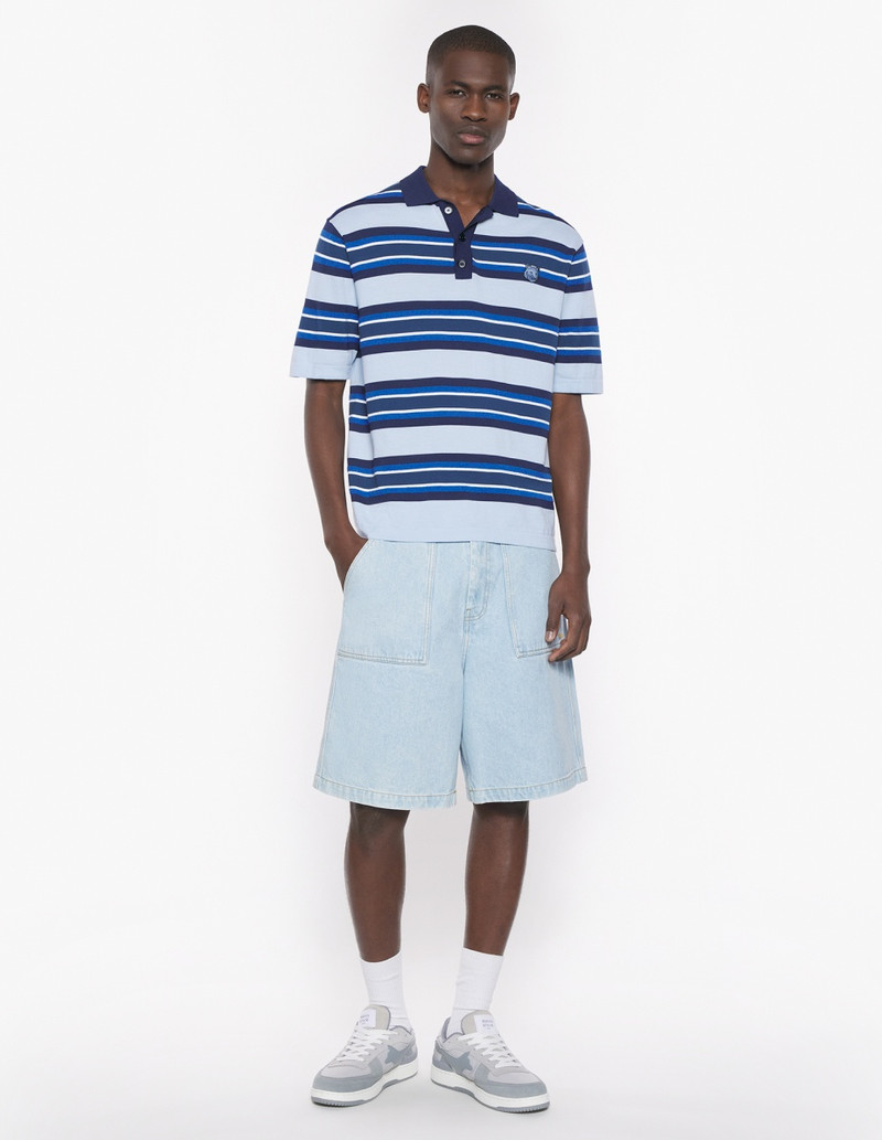 Maison Kitsuné BOLD FOX HEAD PATCH FINE GAUGE STRIPED POLO outlook