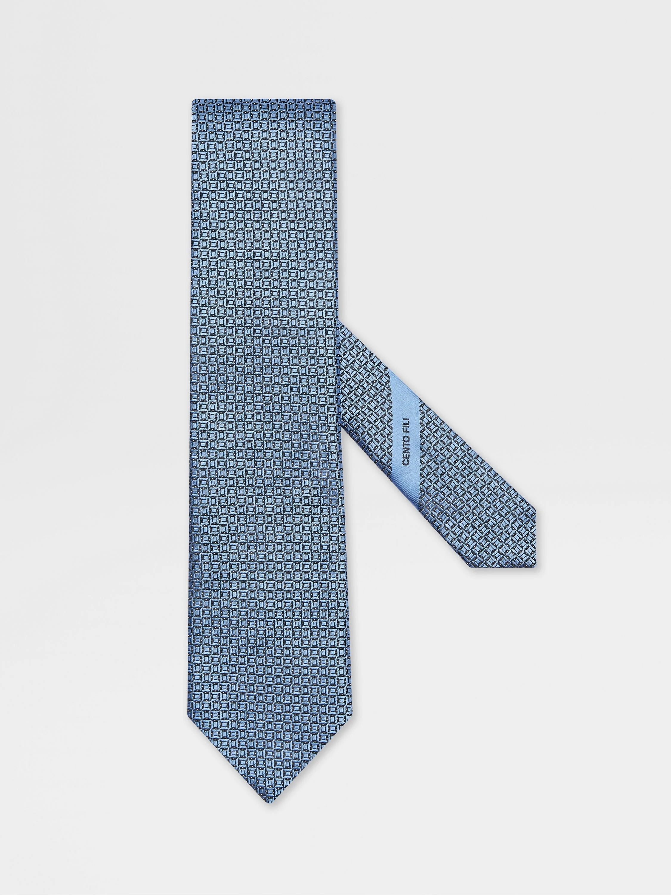 LIGHT BLUE CENTO FILI SILK TIE - 1