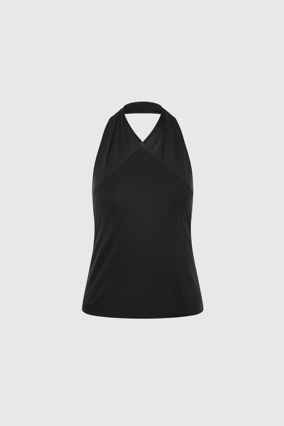 Fine Jersey Wrap Halter Top - Charcoal - 1