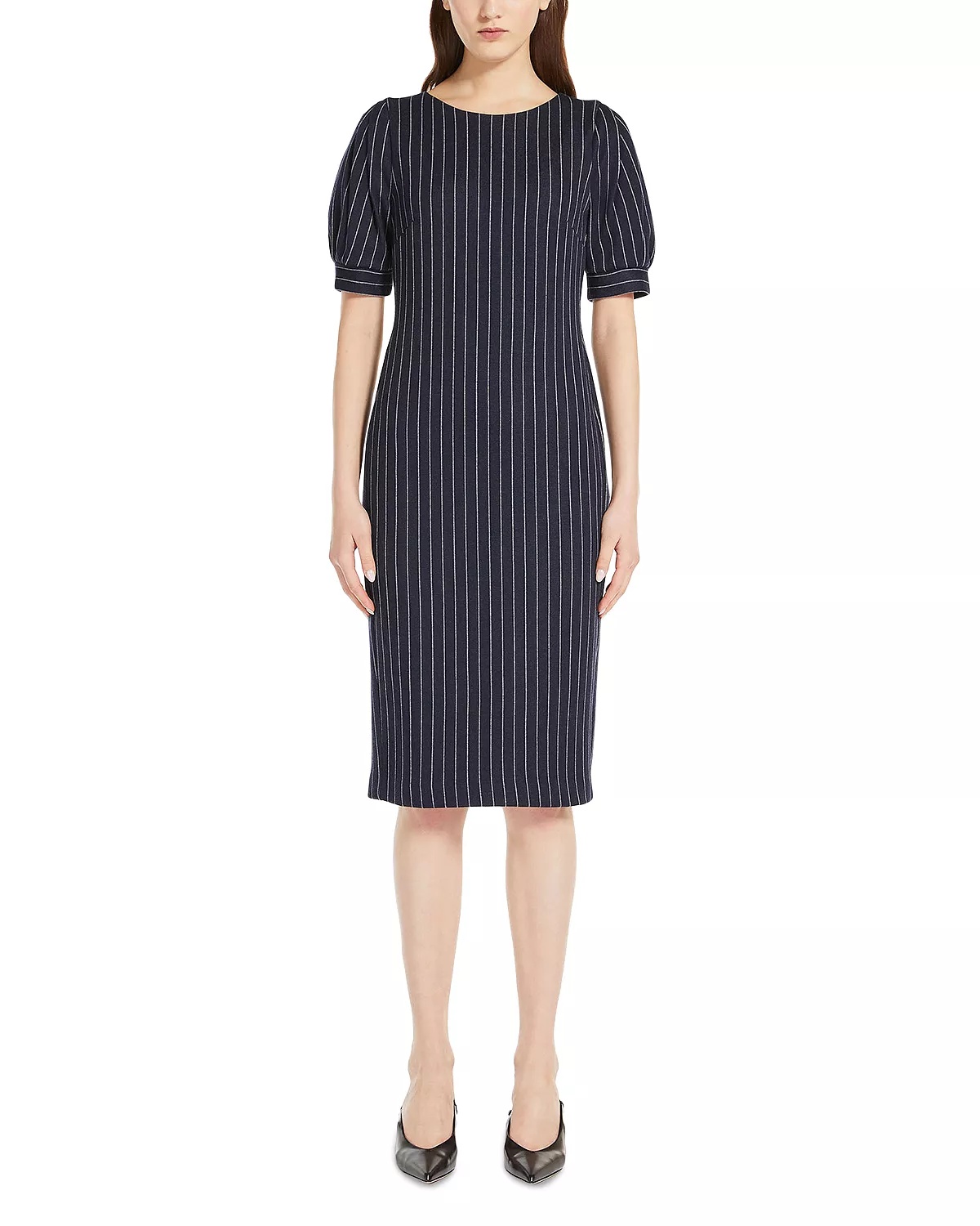 Tunica Pinstriped Puffed Sleeve Dress - 1