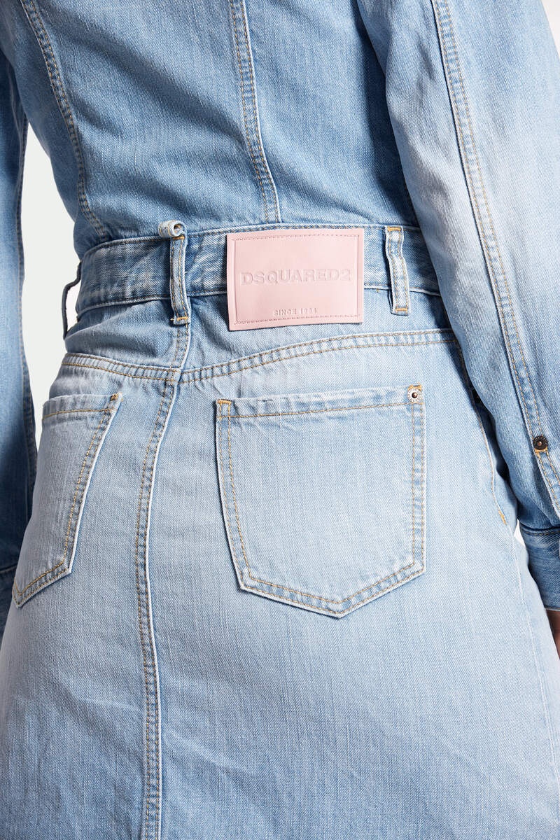 LIGHT RAW CUT WASH DENIM DRESS - 6