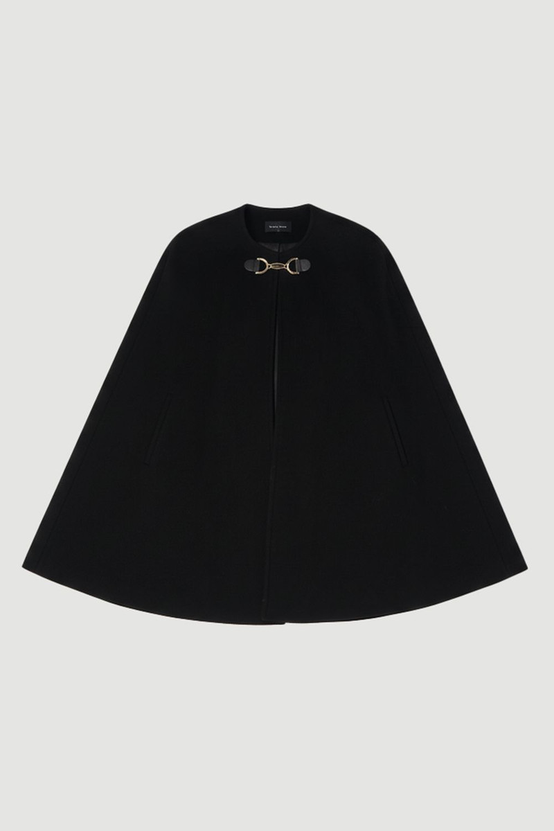 Wool Tailored Cape Short Coat 4