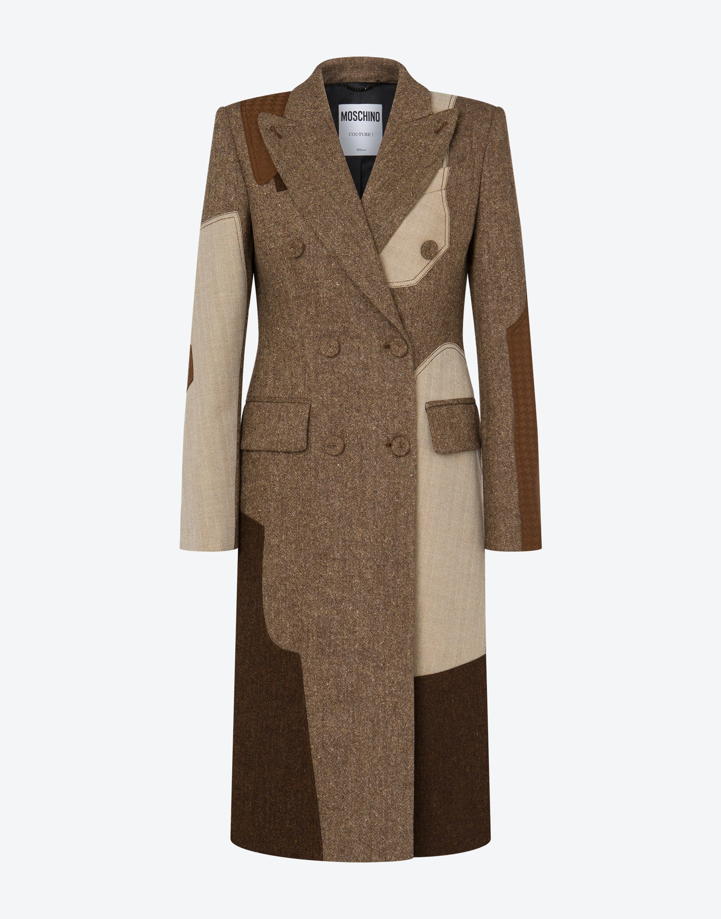 PATCHWORK WOOL BLEND COAT - 1