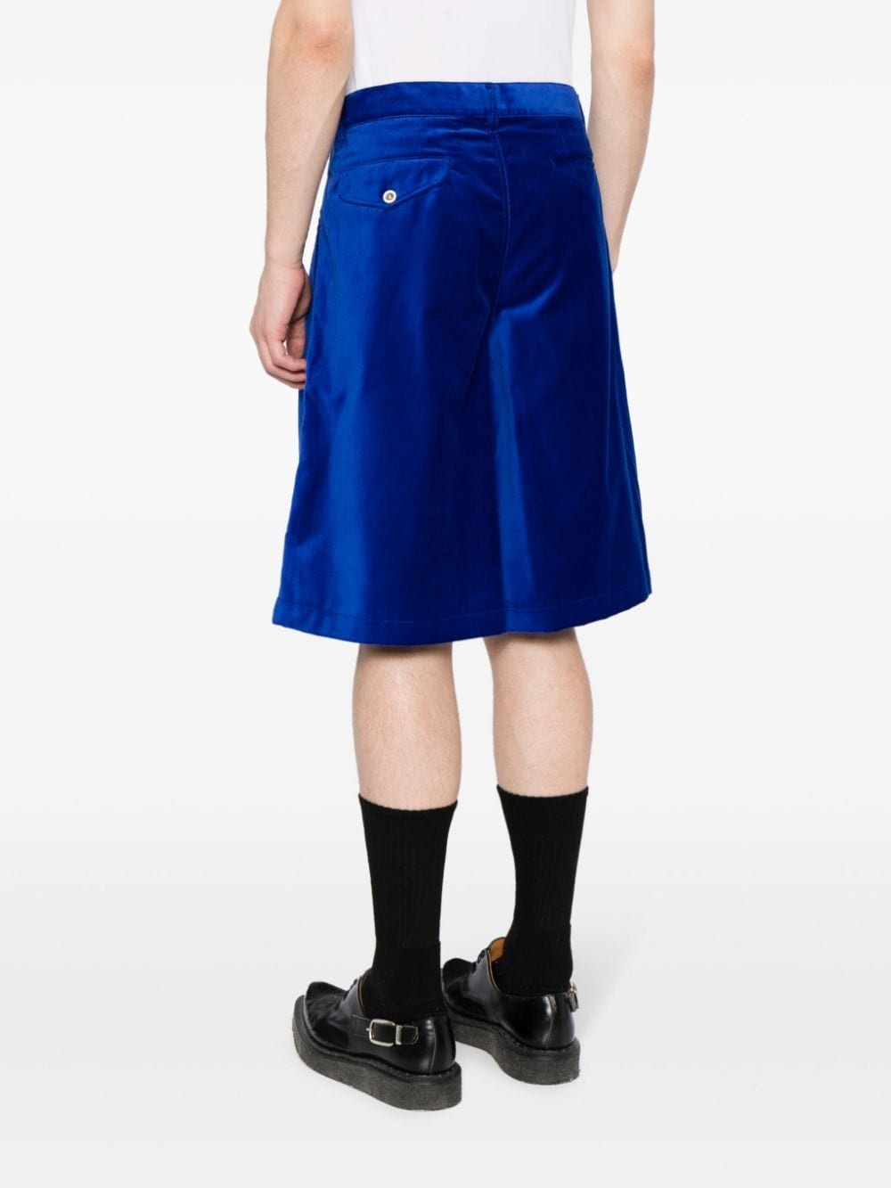 pleat-detail cotton bermuda shorts - 4