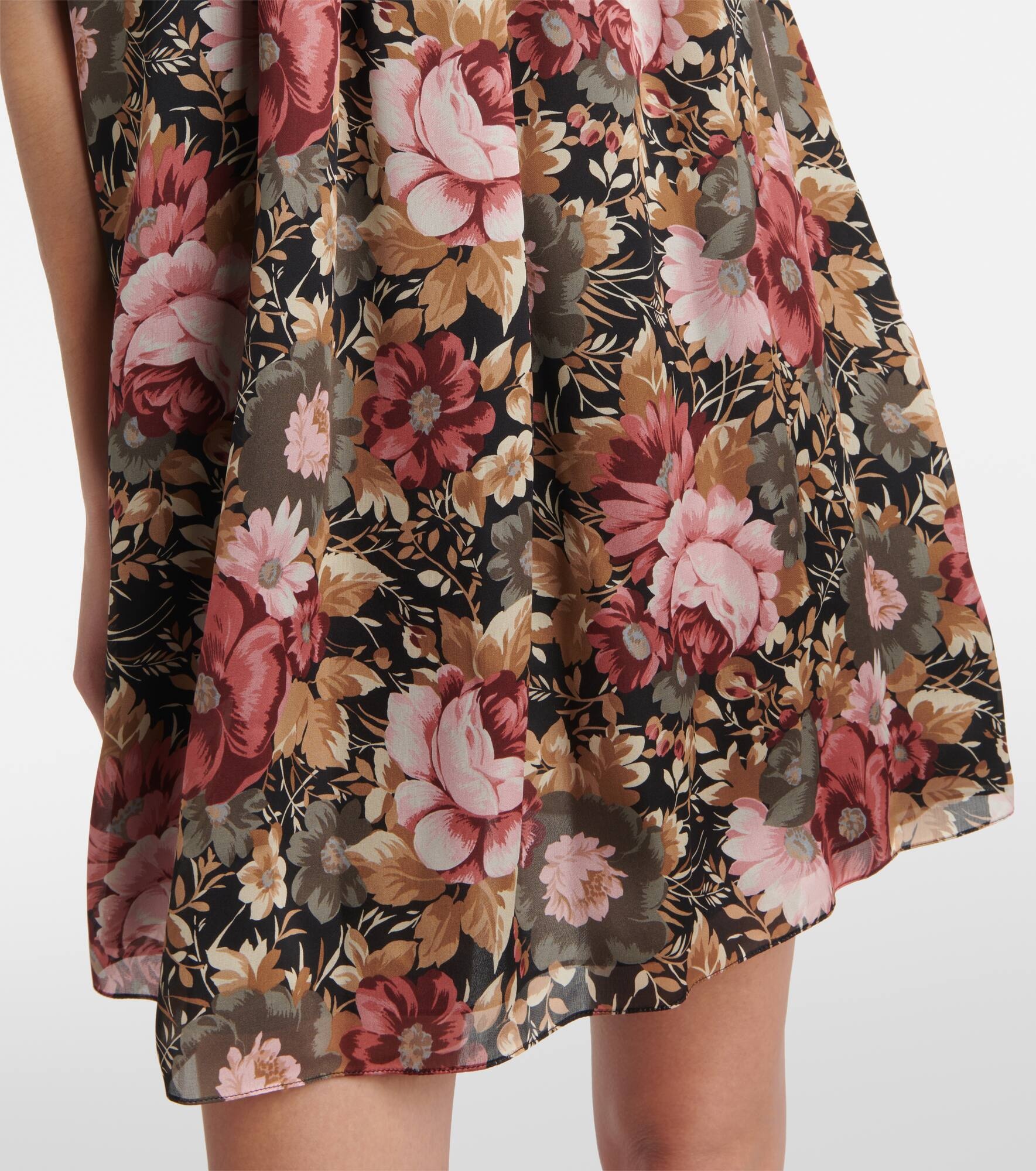 Floral silk chiffon minidress - 5