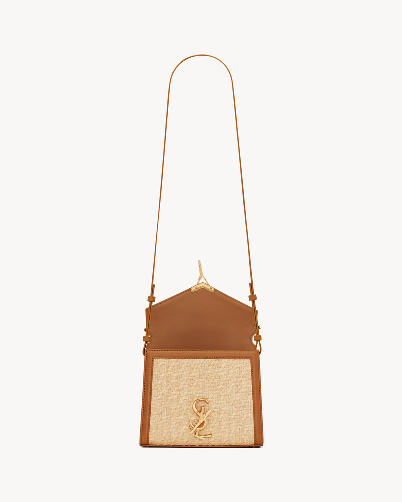 CASSANDRA MINI TOP HANDLE BAG IN RAFFIA AND VEGETABLE-TANNED LEATHER 7