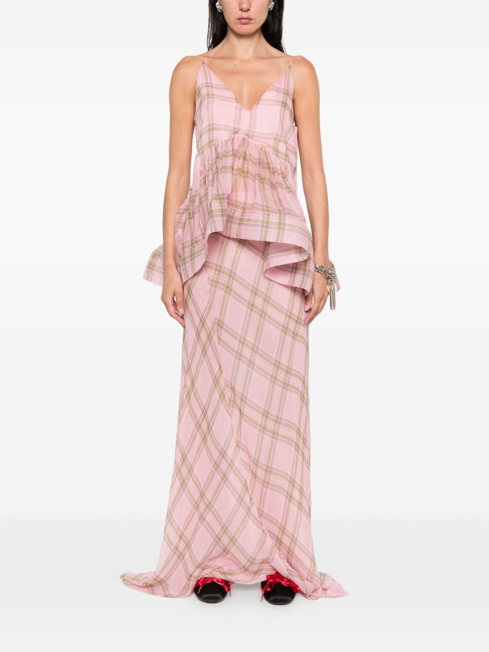 tartan-print maxi dress - 2