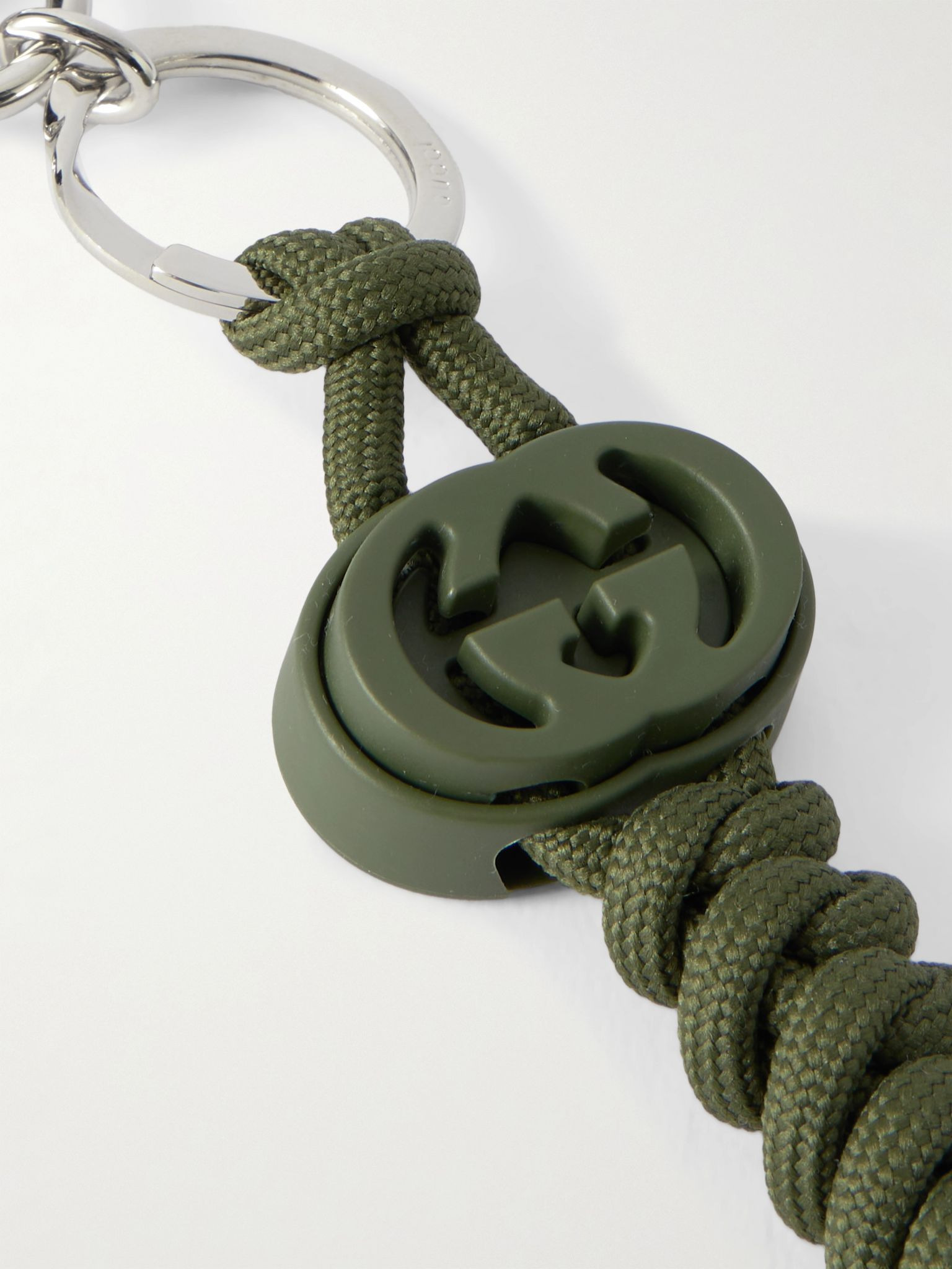 Silver-Tone, Rope and Leather Key Fob Green - 3