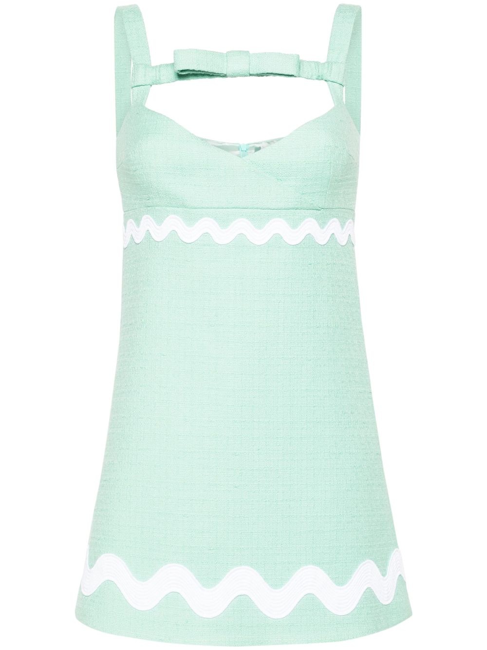 bow-neckline tweed mini dress - 1
