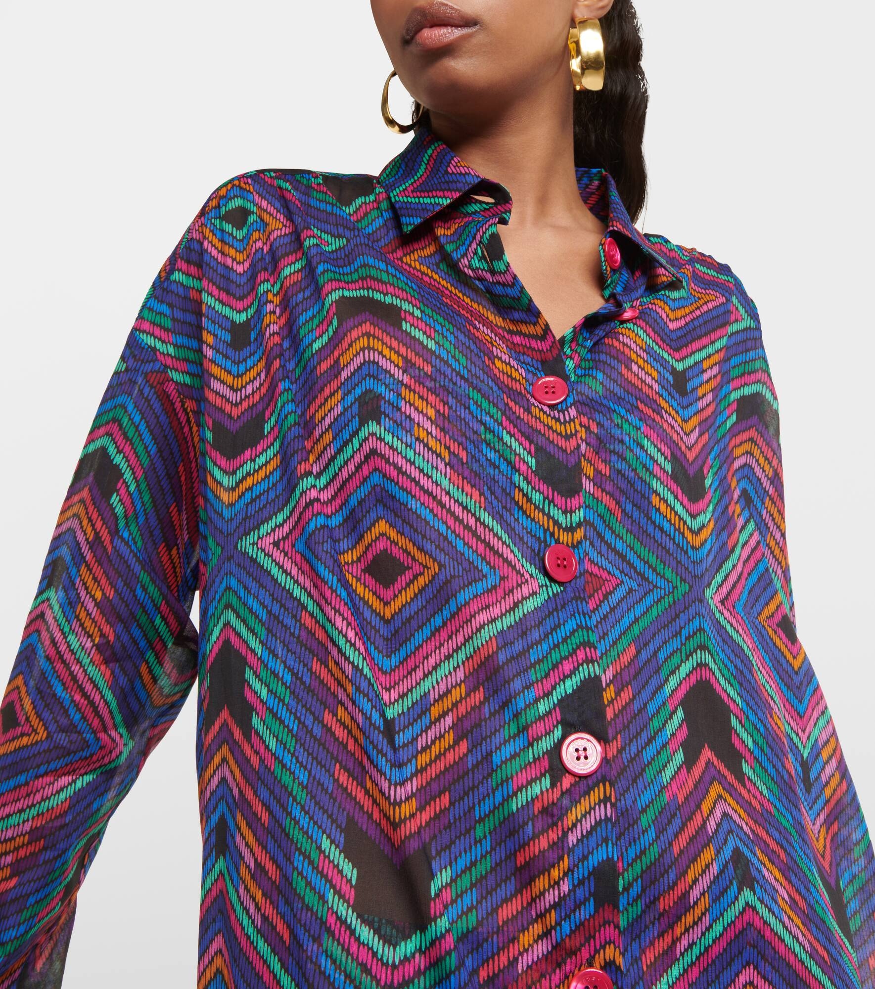 Dj printed cotton voile shirt dress - 4