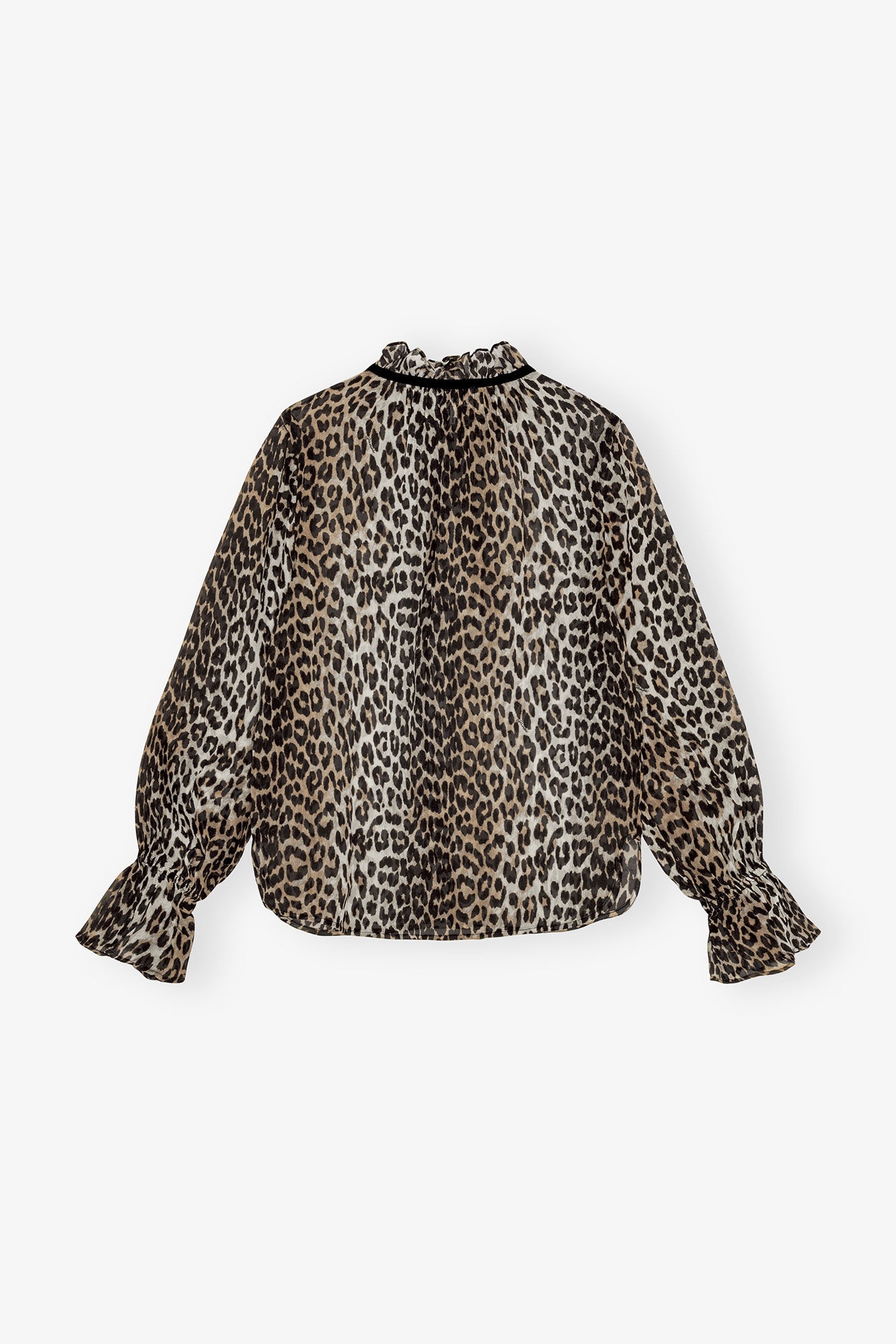 LEOPARD PRINT CHIFFON TIE STRING SHIRT - 6