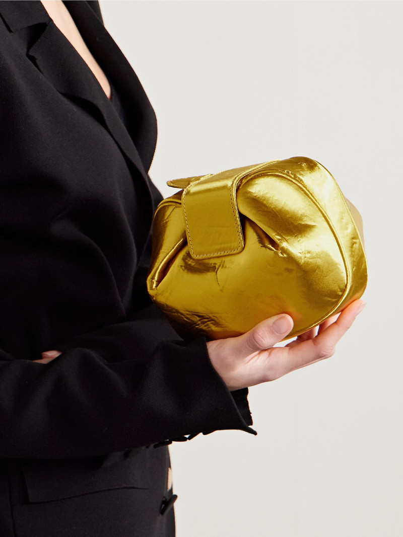 GABRIELA HEARST Soft Demi lamé clutch Gold outlook