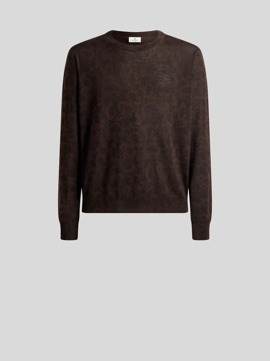 WOOL AND SILK SWEATER WITH FLORAL PAISLEY MOTIF - 1