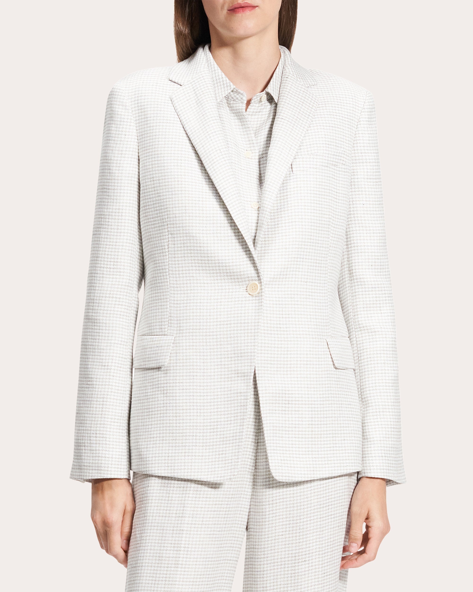 Houndstooth Linen Slim-Fit Blazer - 2