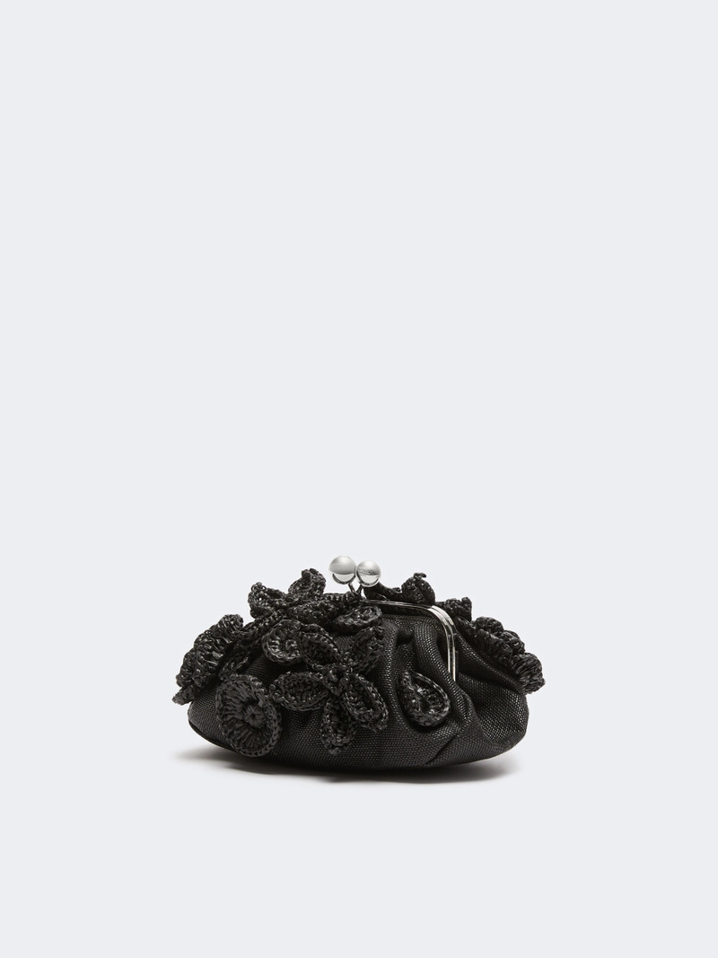 WEEKEND Max Mara Small raffia-effect Pasticcino Bag with flowers - BLACK outlook