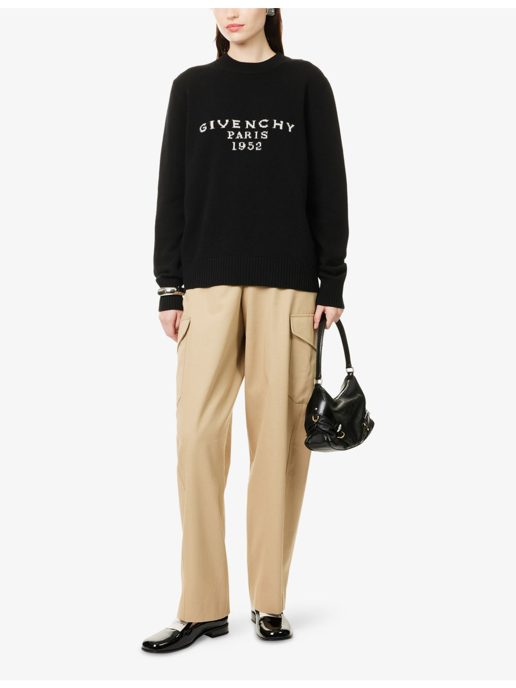 Brand-Intarsia Round-Neck Wool And Cashmere Sweater - 2