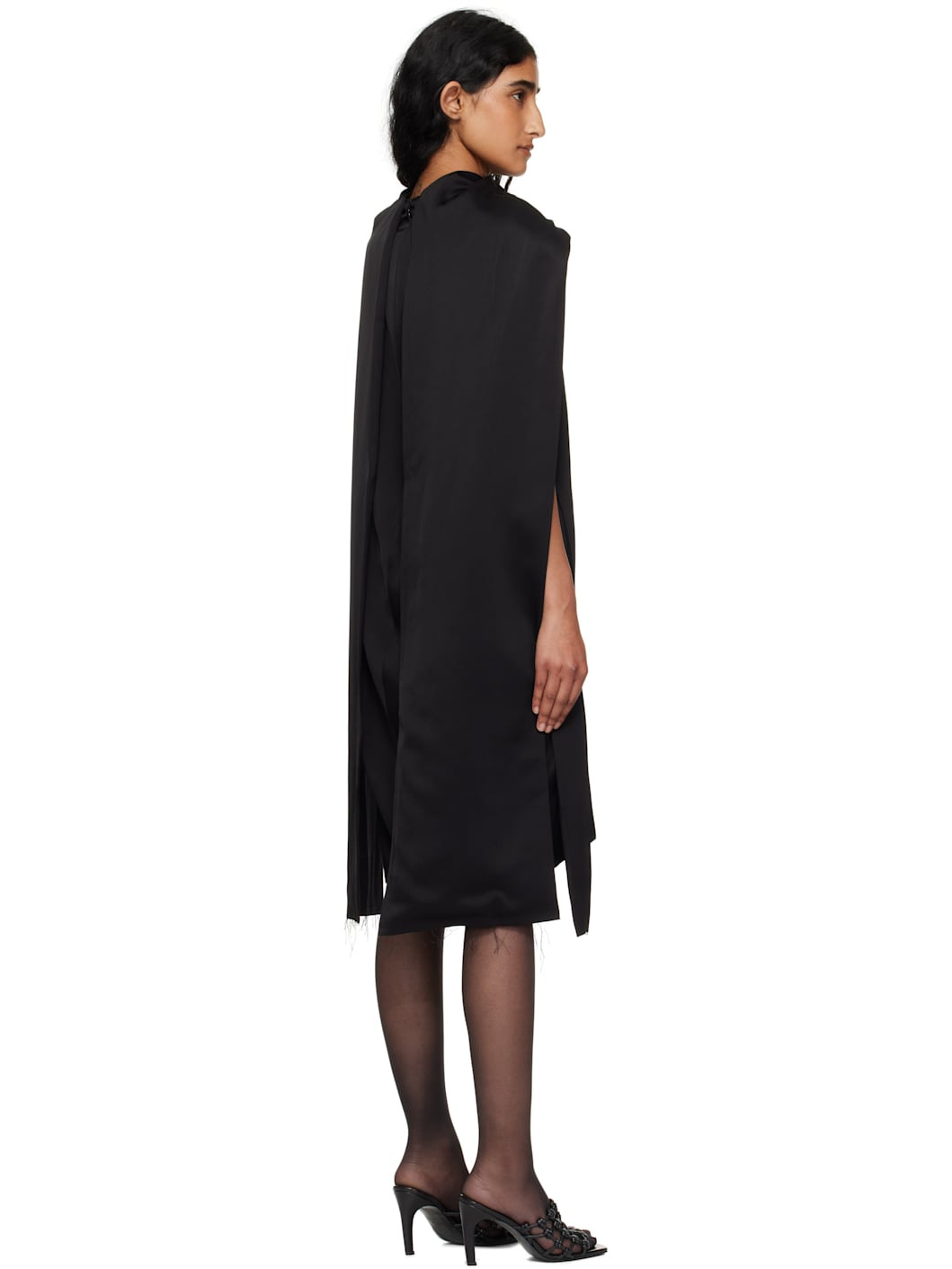 Black Cocoon Scarf Minidress - 3