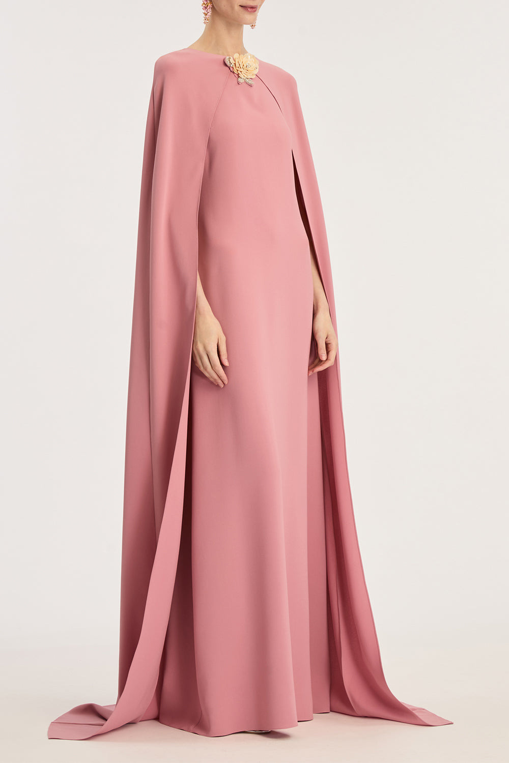 Draped Sleeve Brooch Caftan Gown - 2