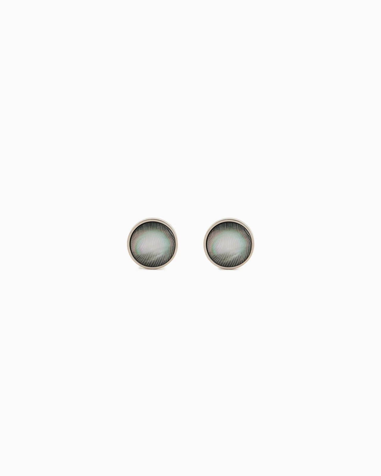 Sterling silver and mother of pearl round cufflinks - 1