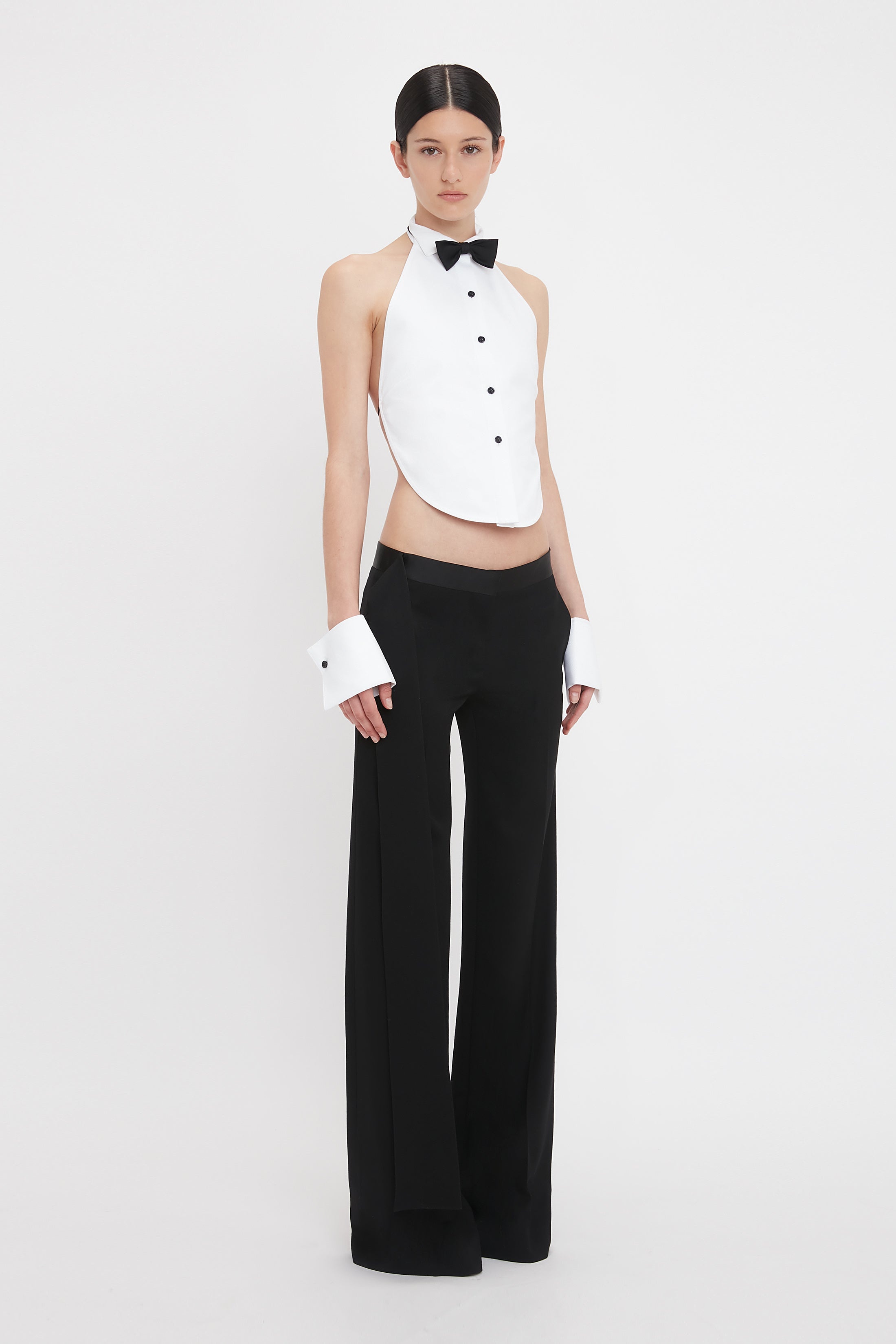 Tuxedo Bib In White - 3