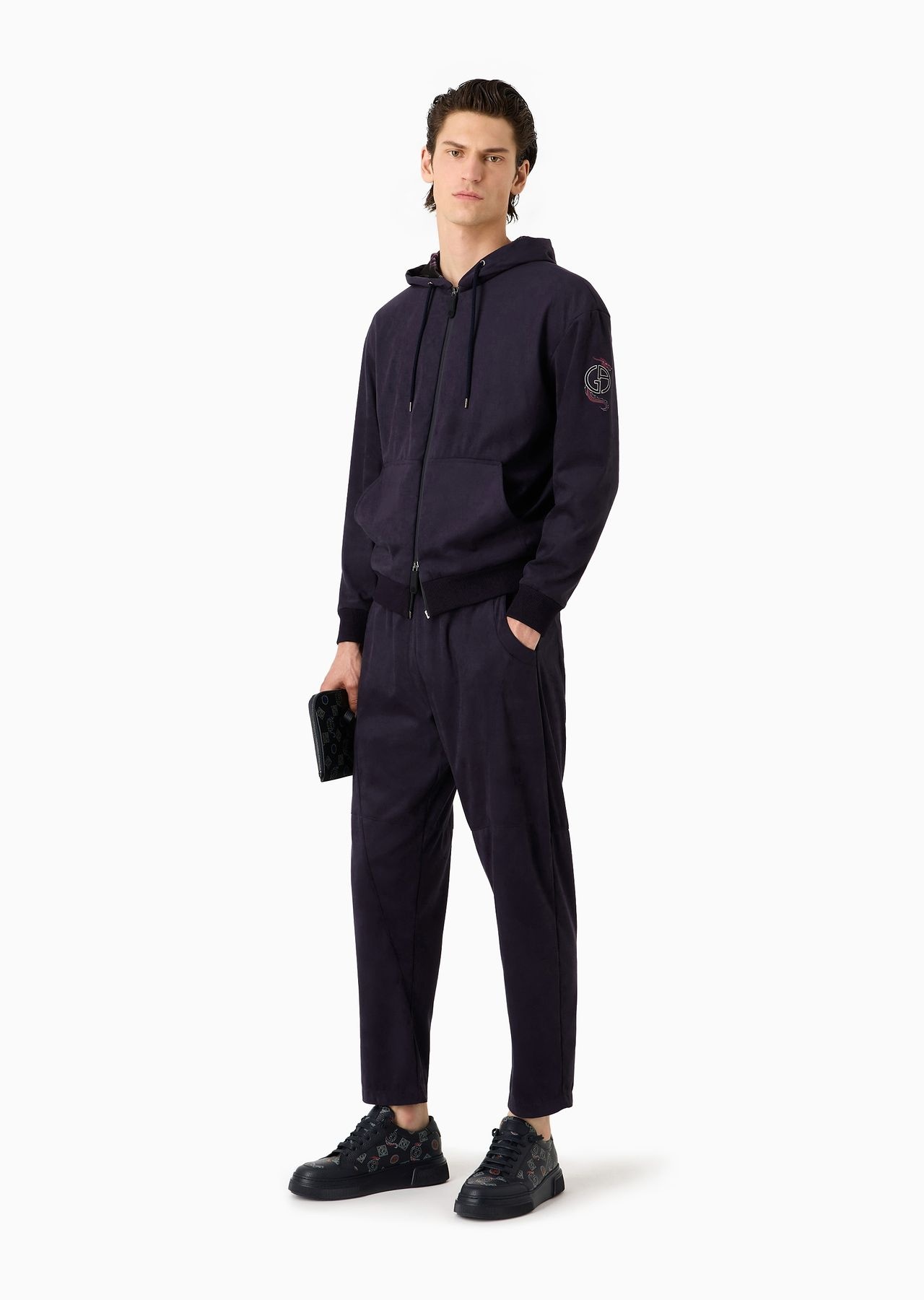 Suede-effect fabric hooded blouson - 4