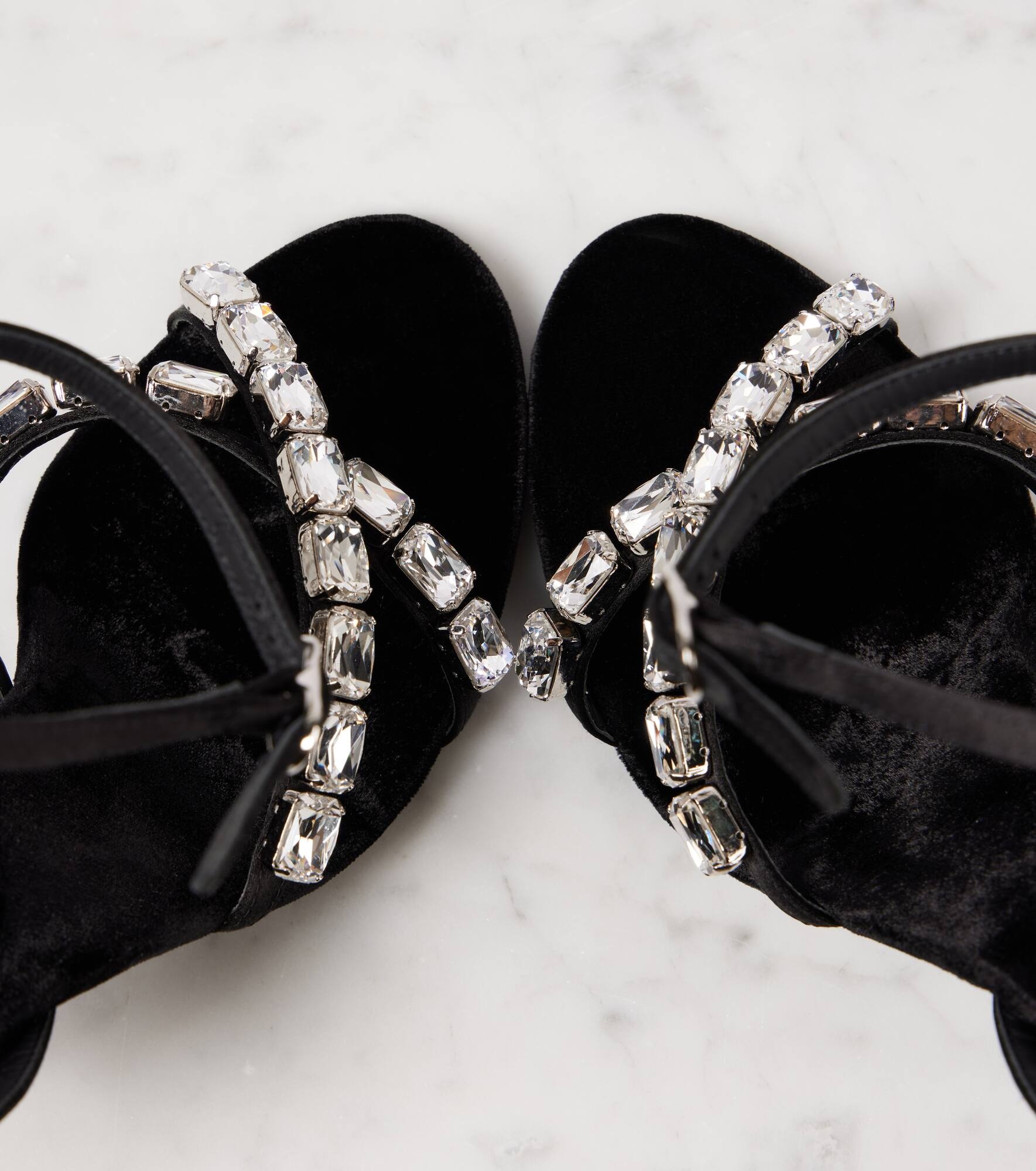 Crystal-embellished satin sandals - 4