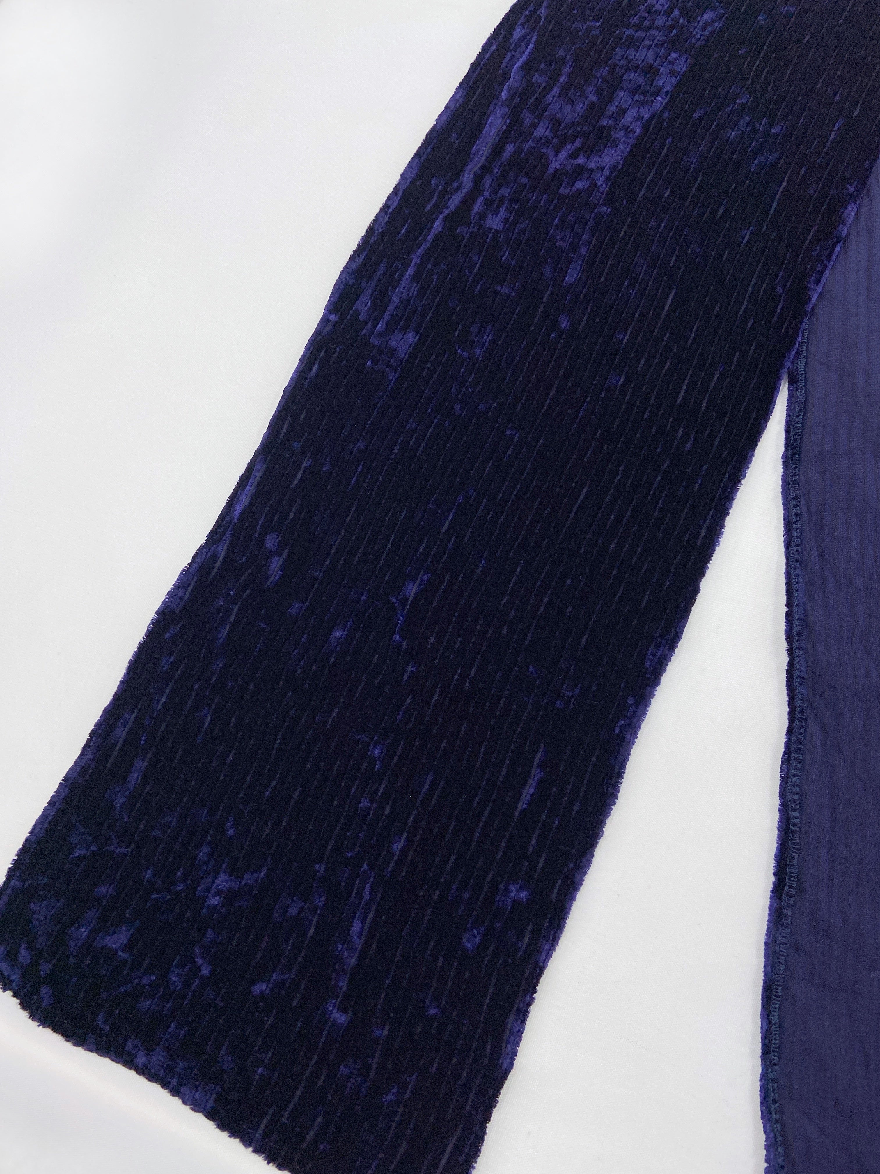 Gucci Fall 1996 Tom Ford Blue Velvet Striped Silk Scarf Neckpiece - 10