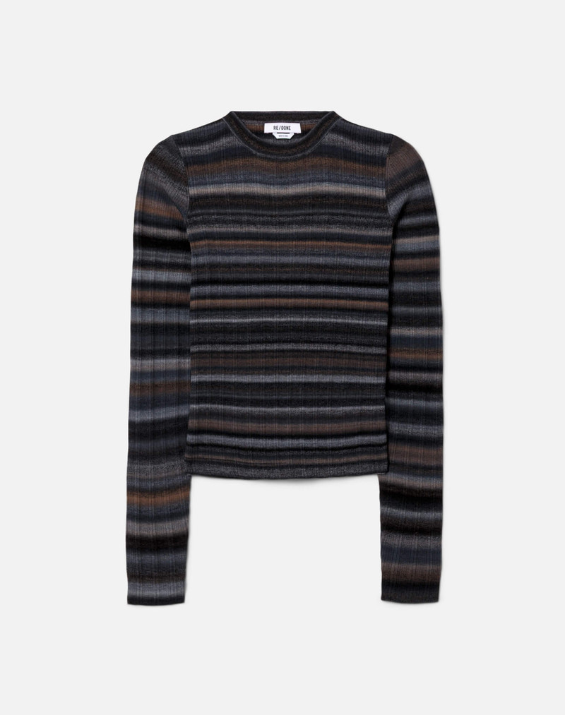 Long Sleeve Rib Crewneck - Black Combo 1