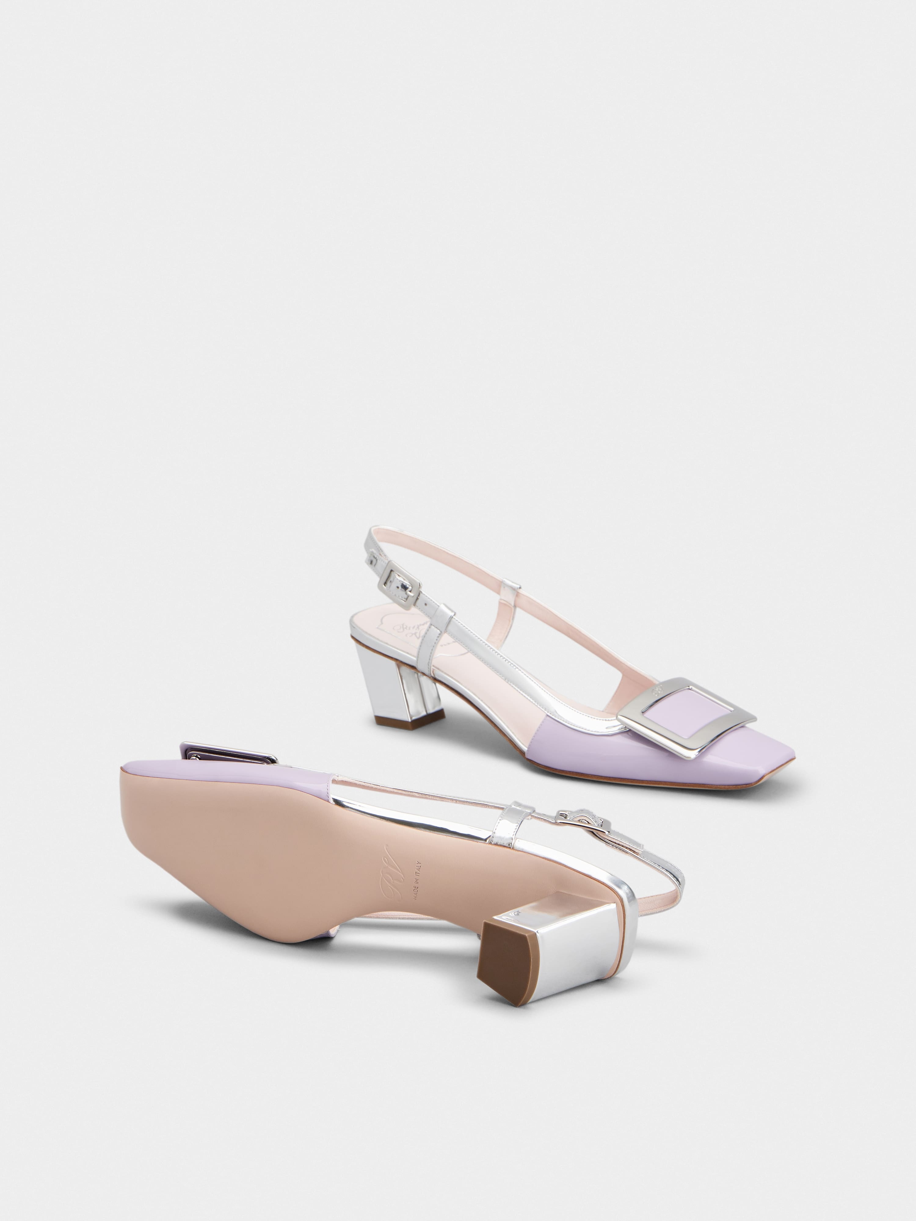 Belle Vivier Metal Buckle Slingback Pumps in Patent Leather - 6