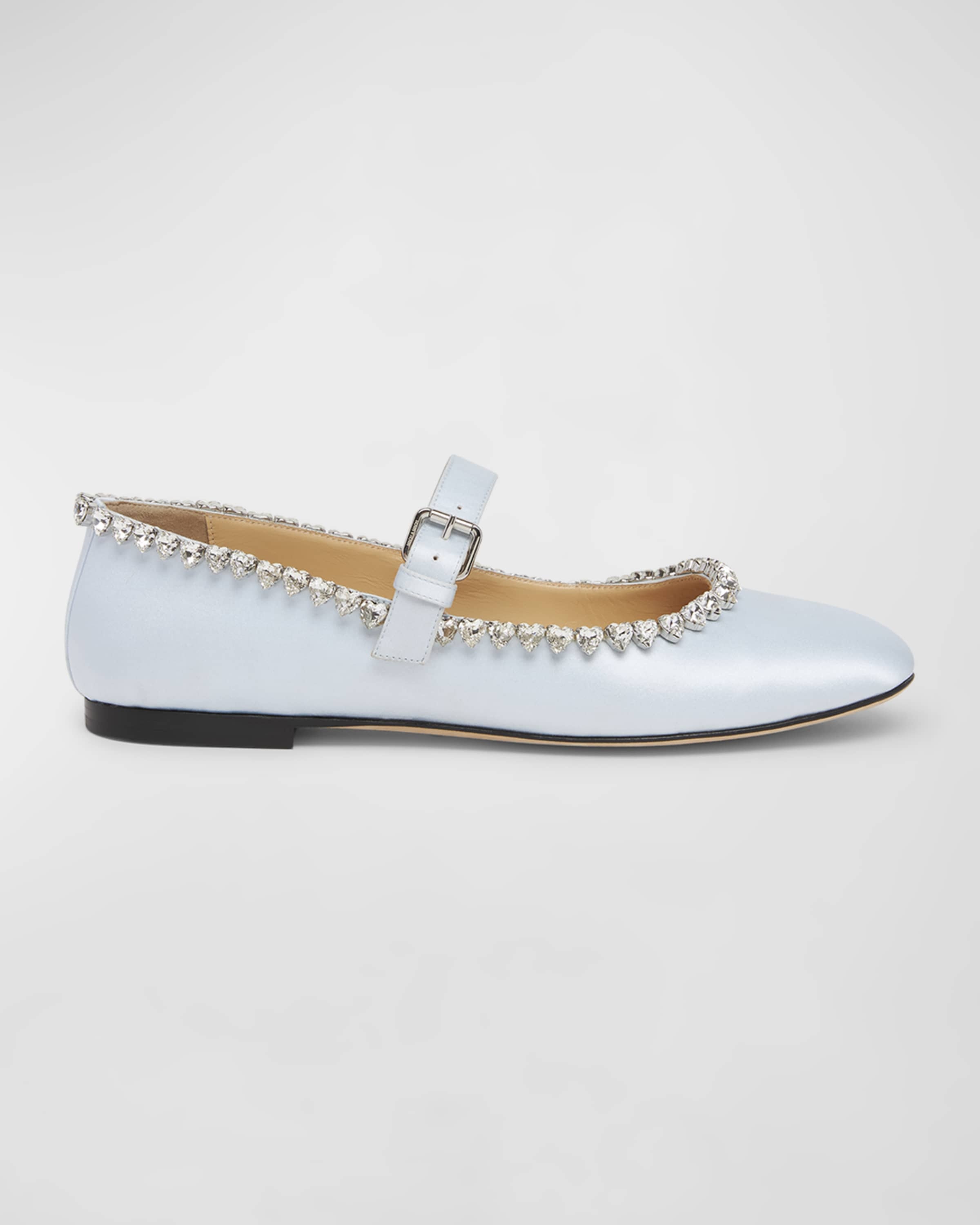 Audrey Leather Crystal Mary Jane Ballerina Flats - 1