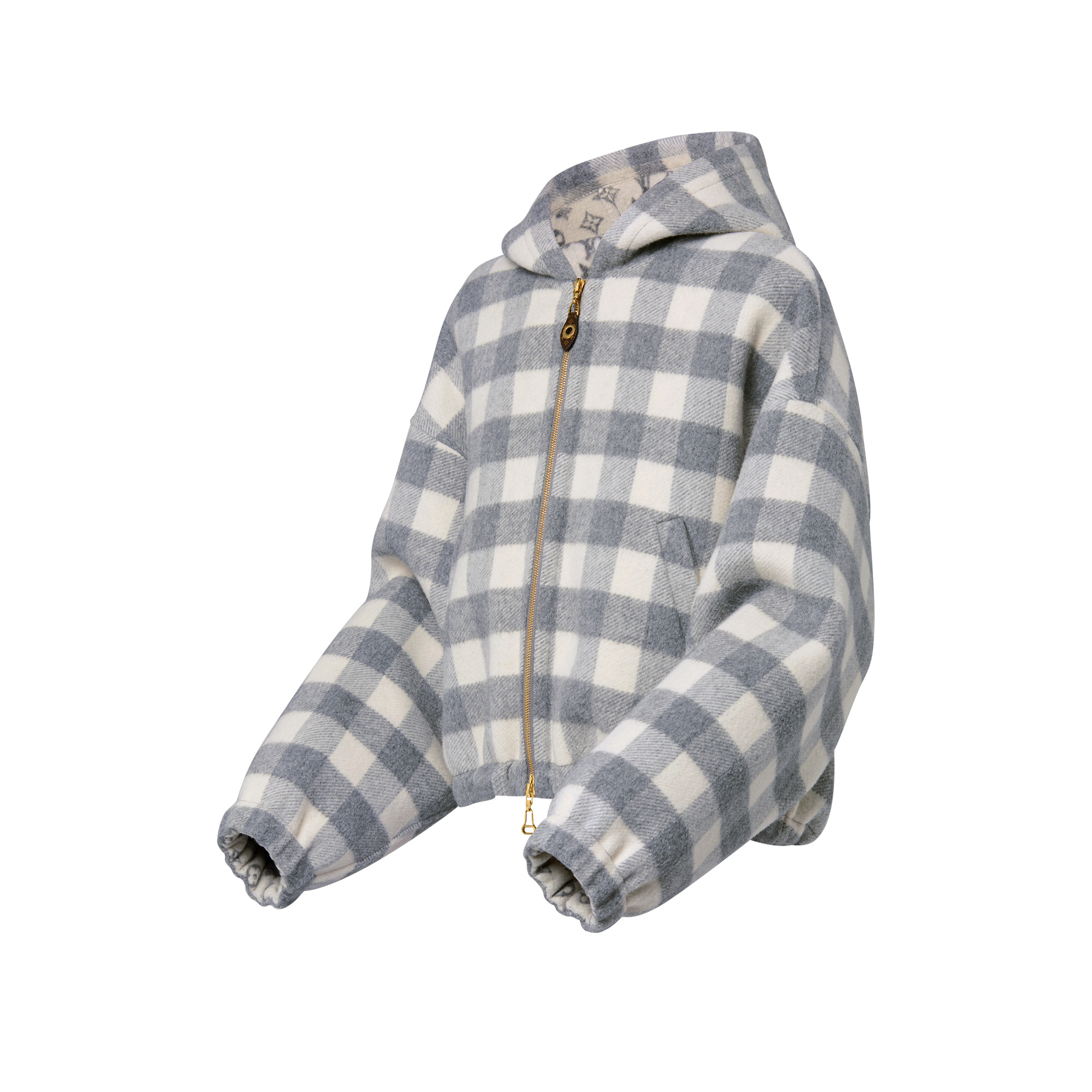Double Face Check Zip-Up Jacket - 2