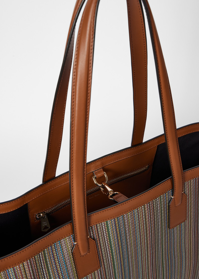 Women's 'Signature Stripe' Printed Canvas Tote Bag 3