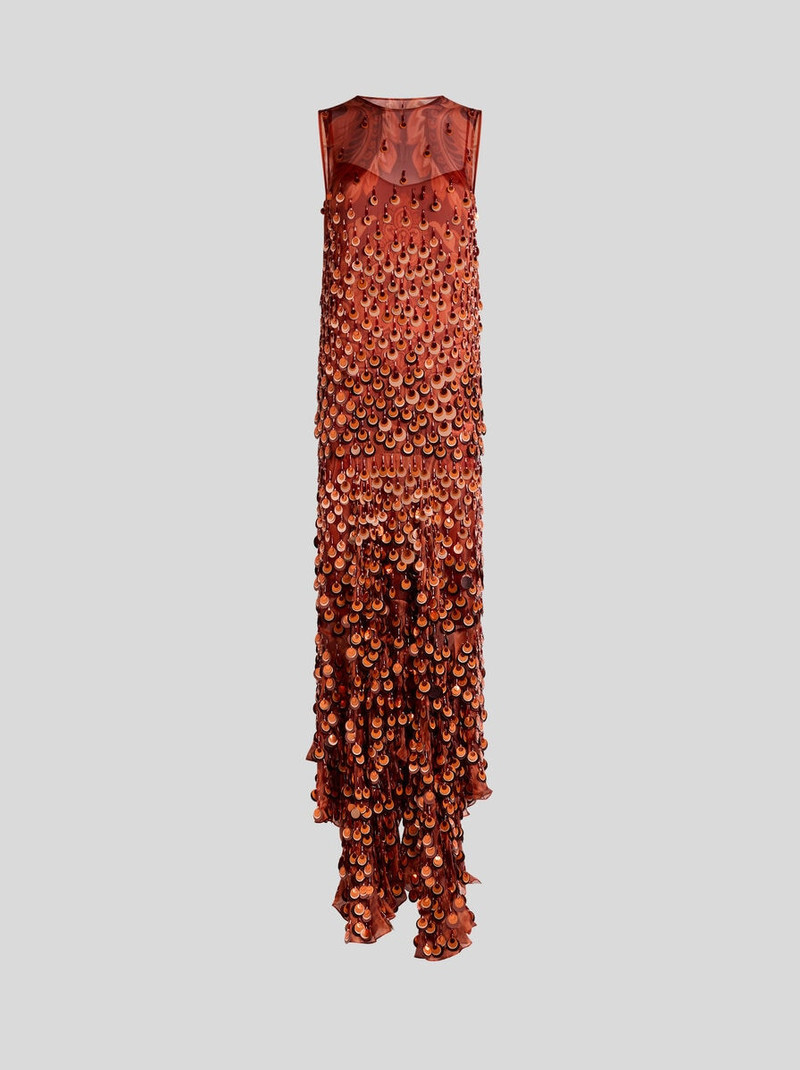 LONG SILK DRESS WITH SEQUIN EMBROIDERY 1