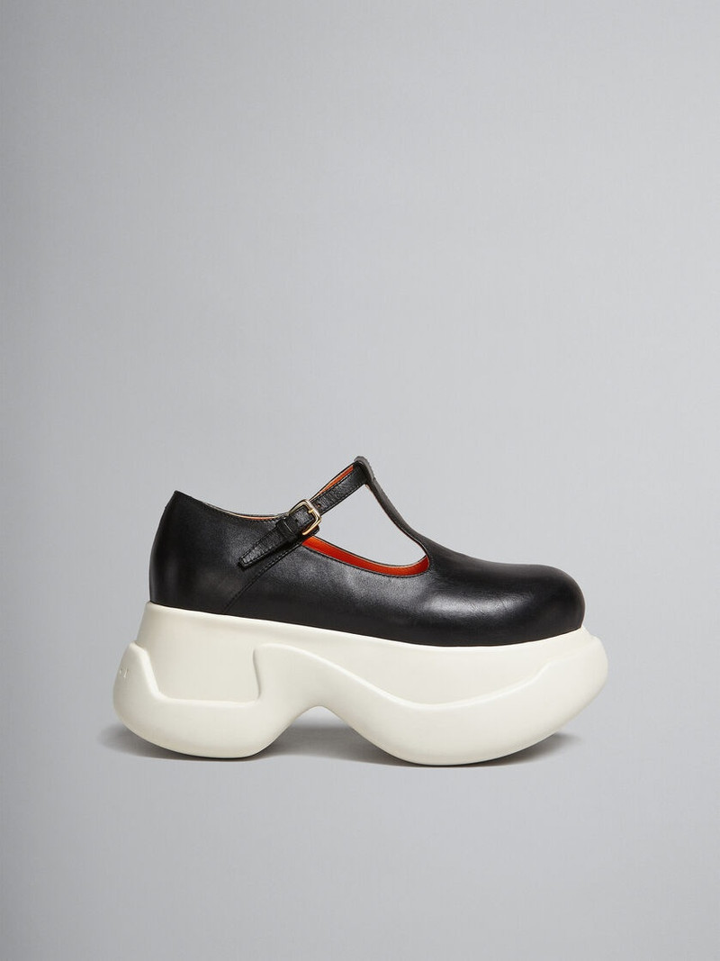 BLACK LEATHER ARAS 23 T-BAR SANDAL 1