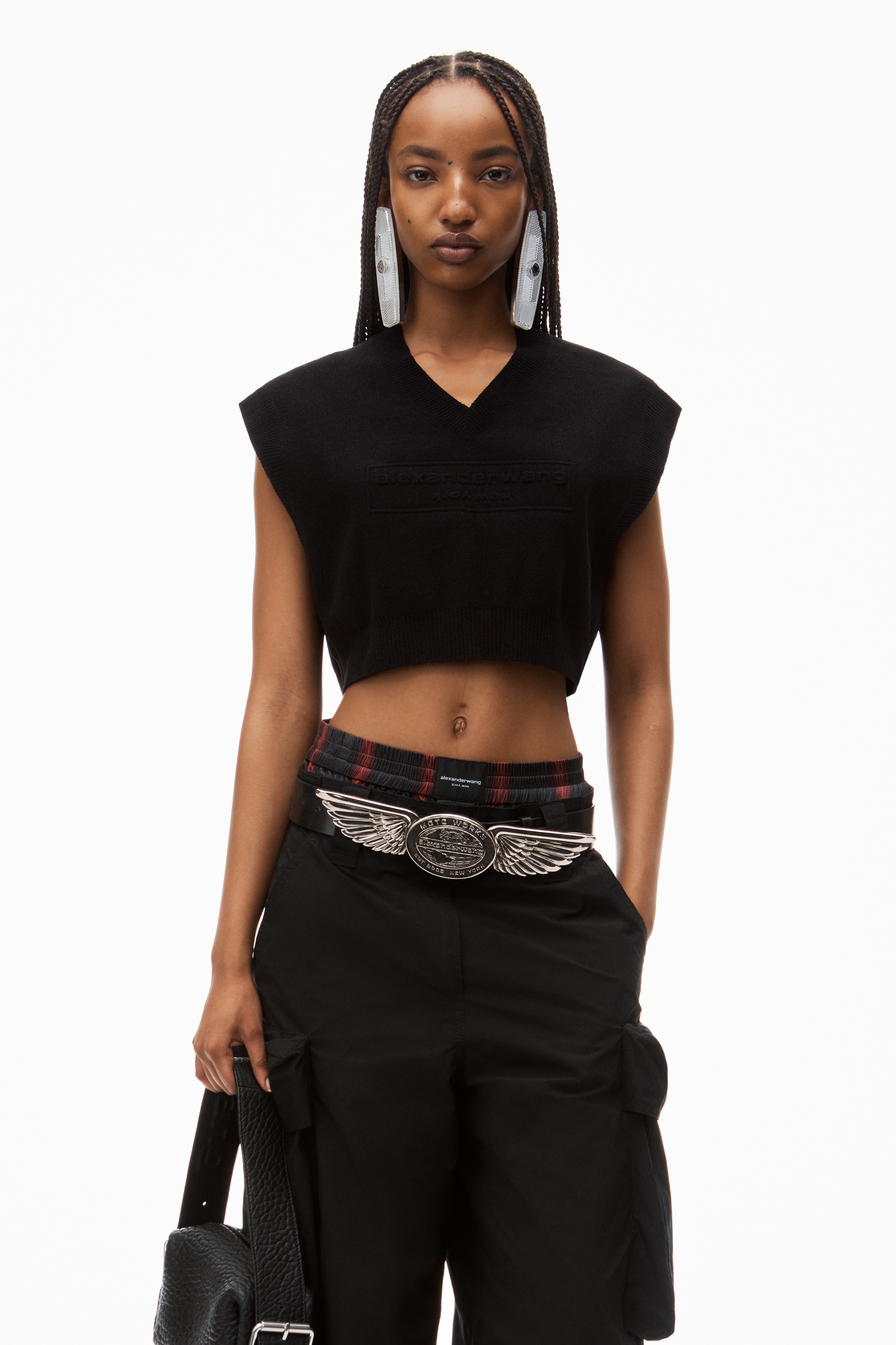 Logo Embossed Cropped Vest in Soft Chenille - 2