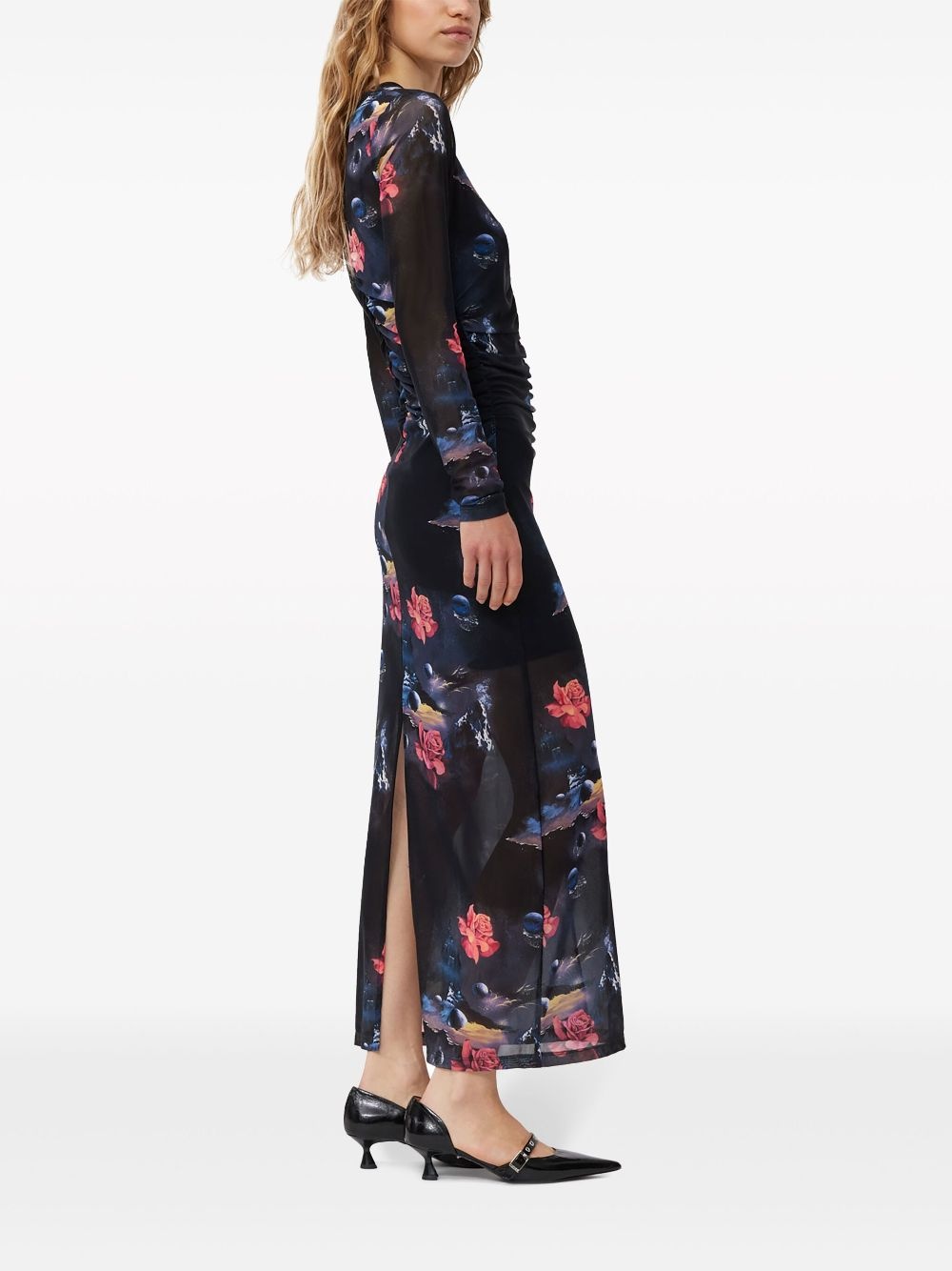 floral-print ruched maxi dress - 3