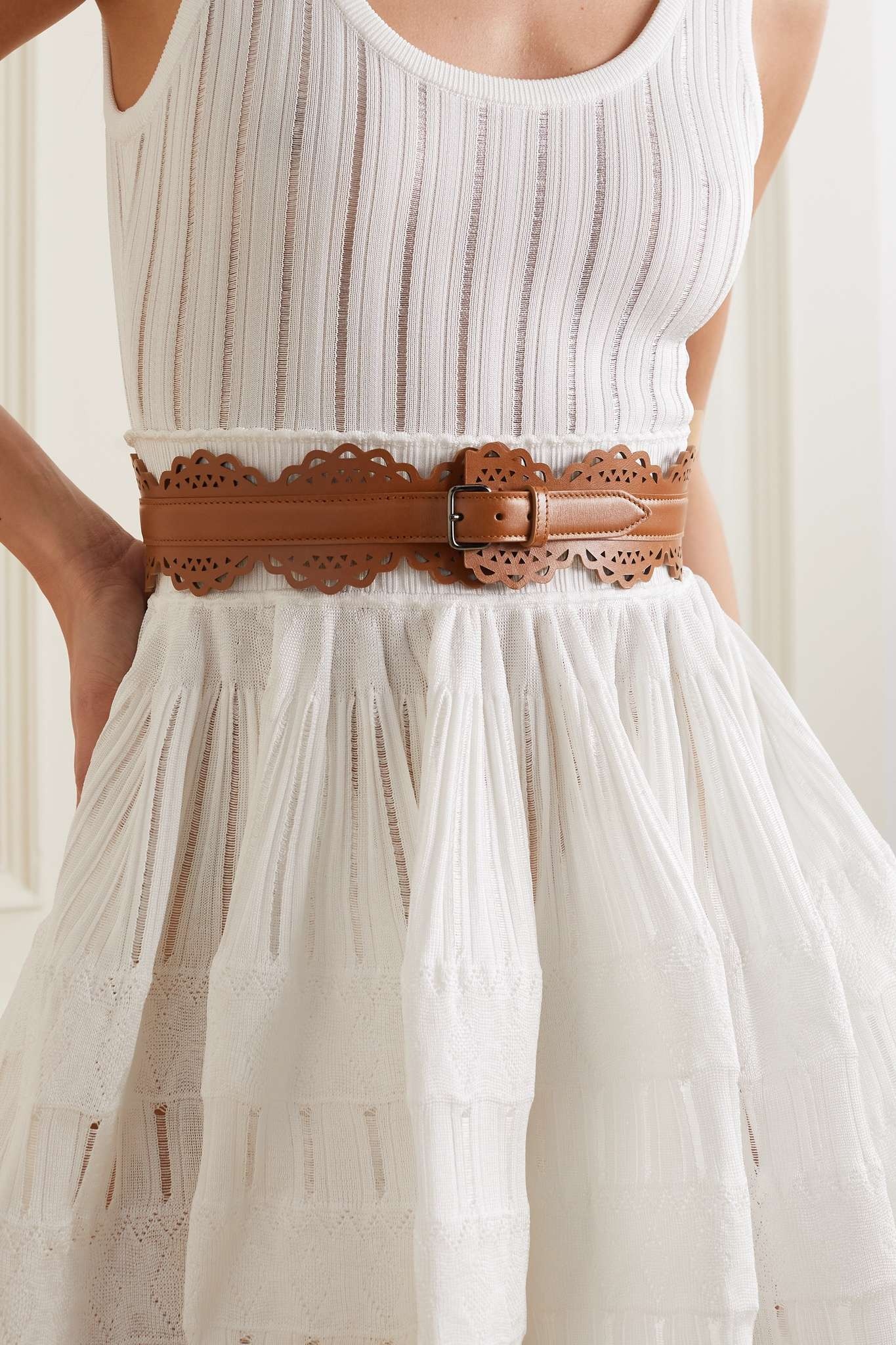 Laser-cut leather waist belt - 2