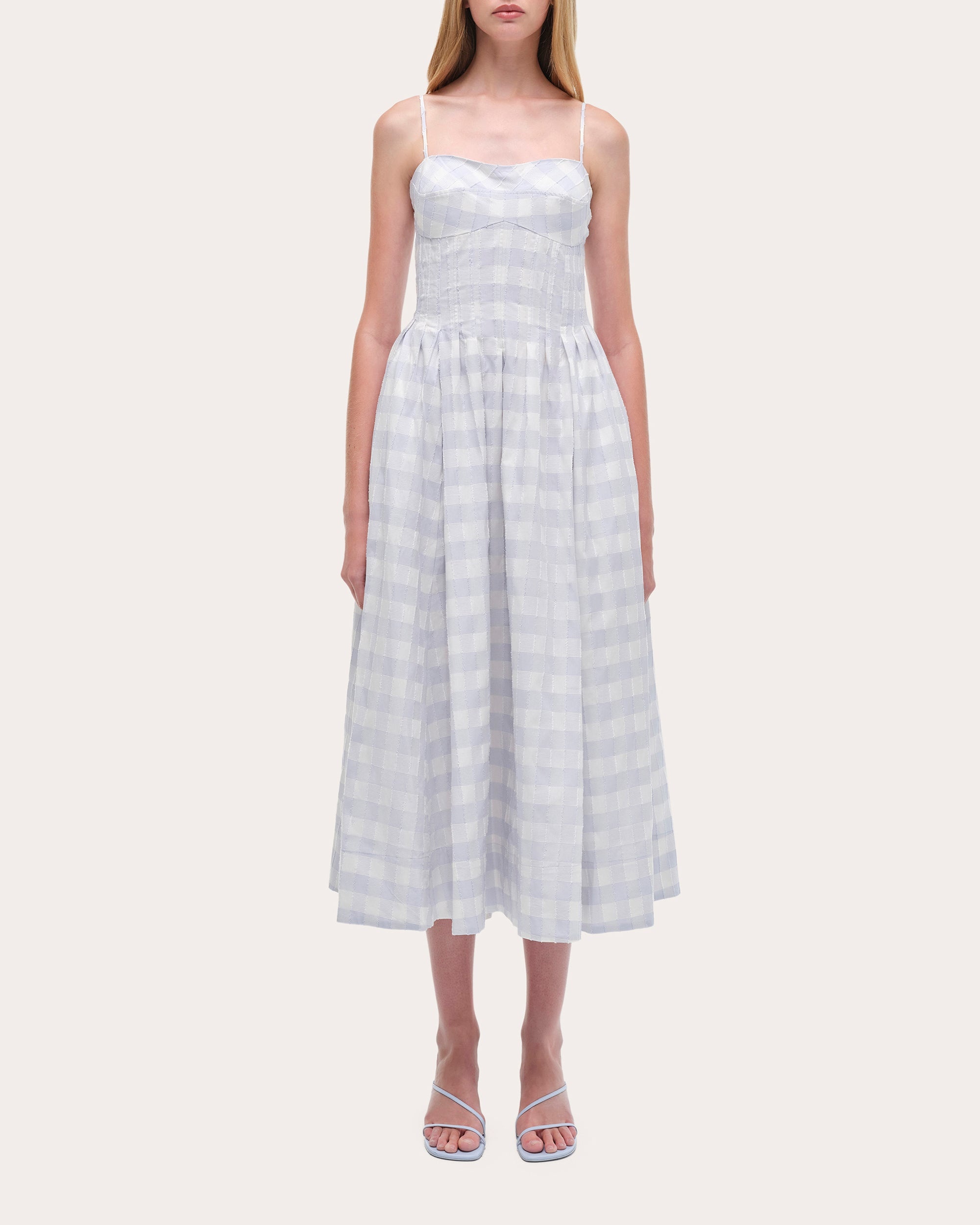 Kittiya Gingham Cotton Fil-Coupe Pleated Midi Dress - 5