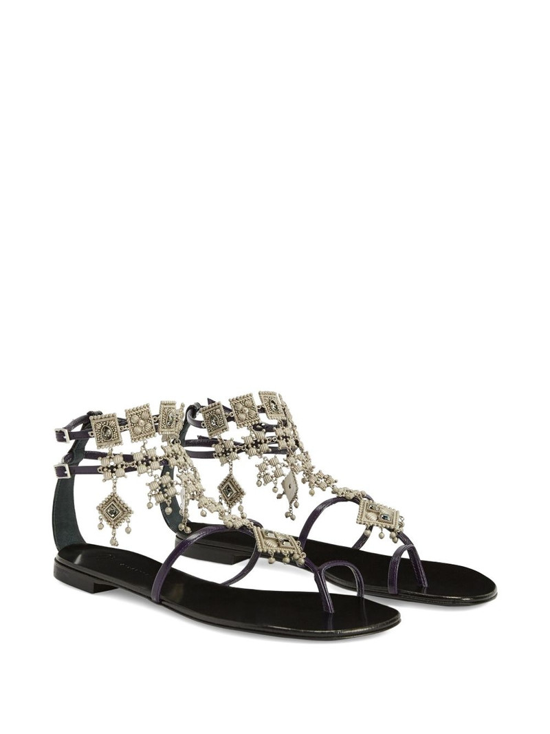 Giuseppe Zanotti Amira embellished leather flat sandals outlook
