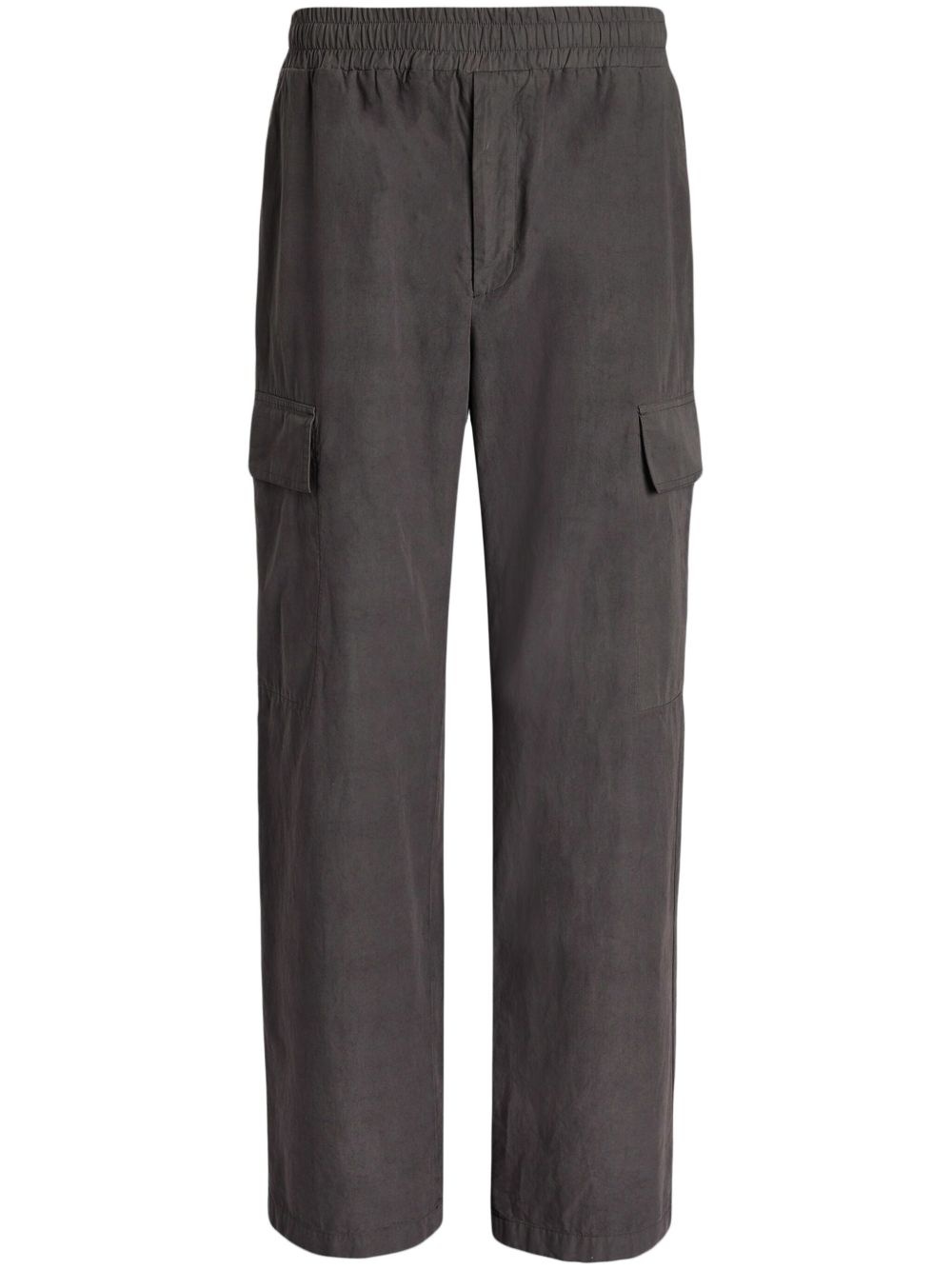 elasticated-waistband straight-leg trousers - 1