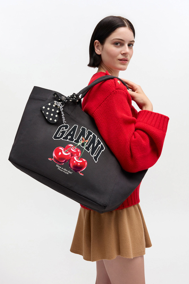 BLACK MEDIUM CHERRY TOTE 4