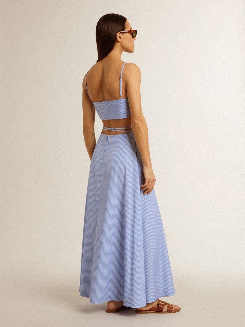 Cut-out dress in striped cotton poplin 3