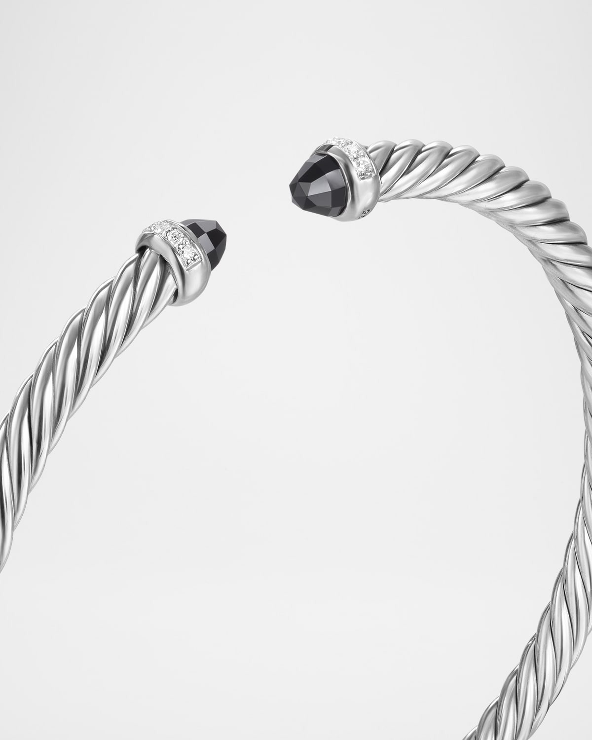 Modern Cable Flex Bracelet with Gemstones and Diamonds in Silver, 4mm - 6