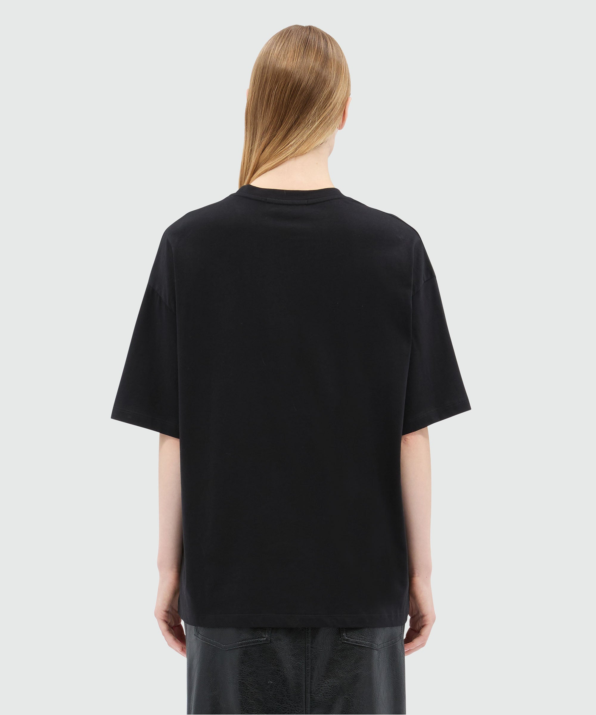 Black jersey T-shirt with MSGM print - 3