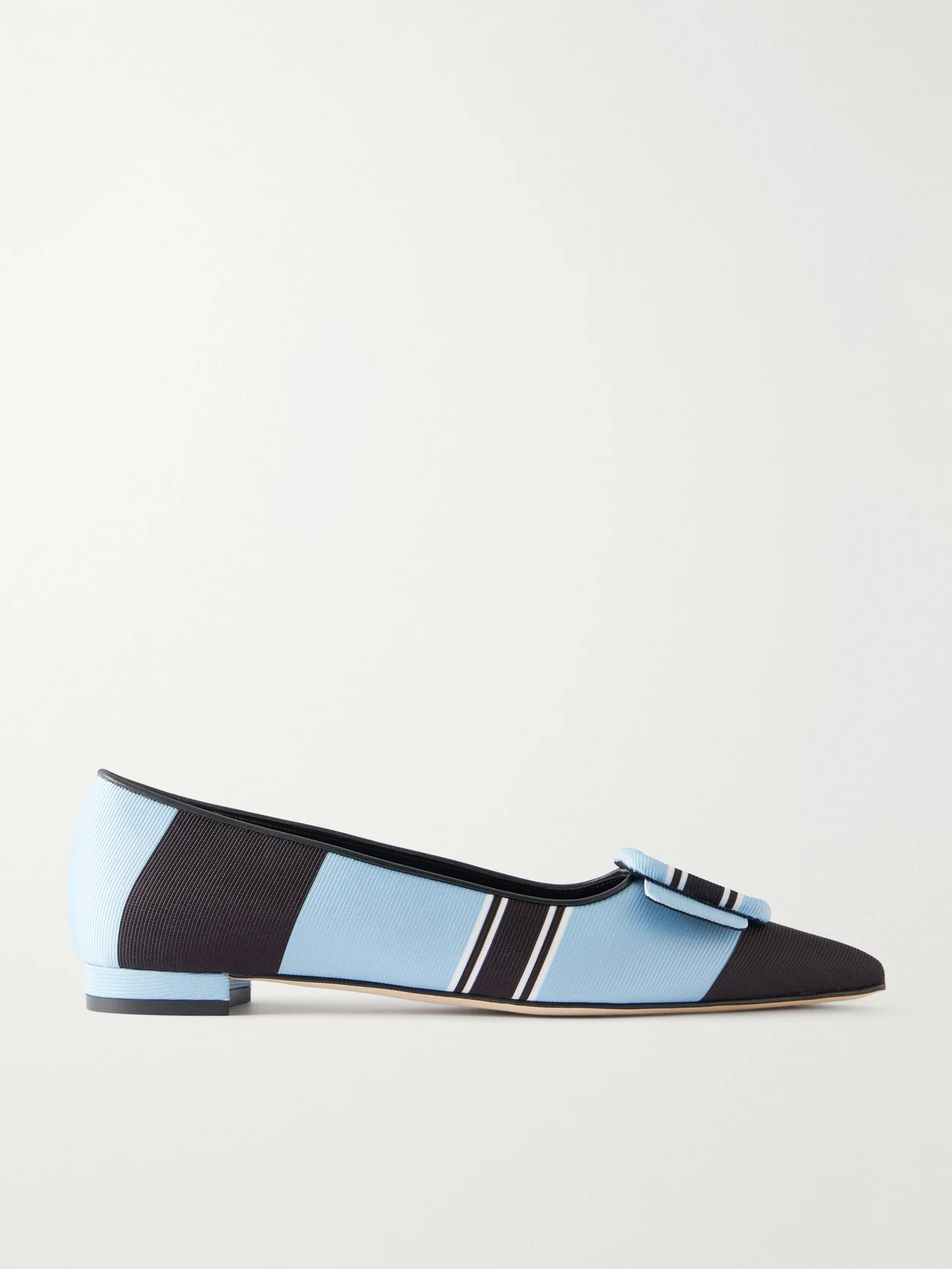 + Emilia Wickstead Maysale Striped Grosgrain Point-toe Flats - 1