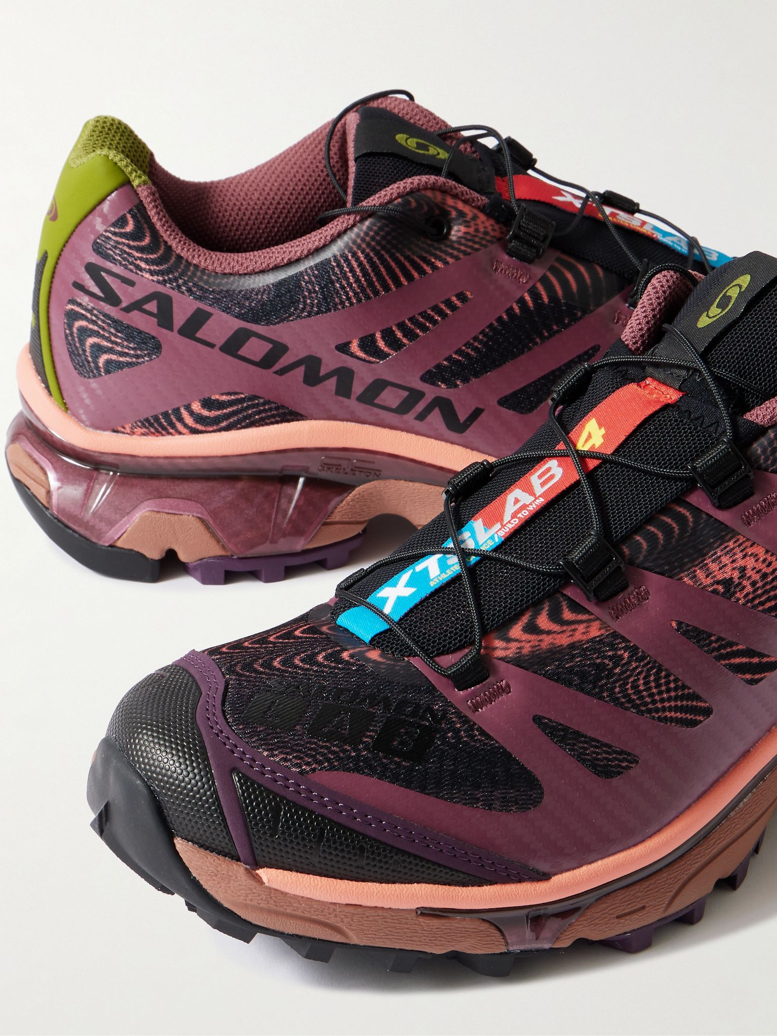 XT-4 Rubber-Trimmed Mesh Sneakers Red - 5
